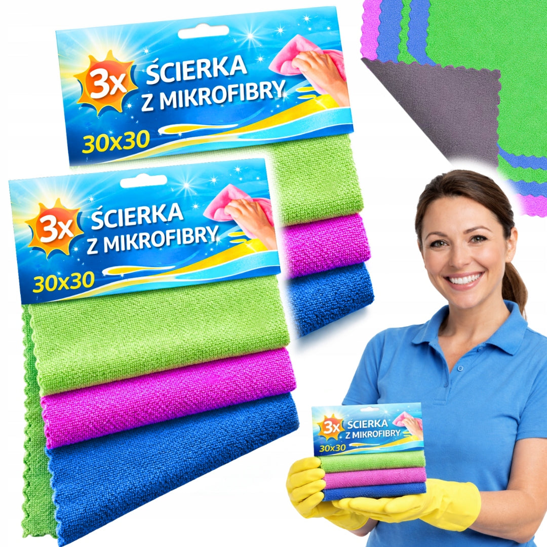 6X MICROFIBER CLOTH | 30X30 CLOTHS | FOR KITCHEN BATHROOM | FOR CAR