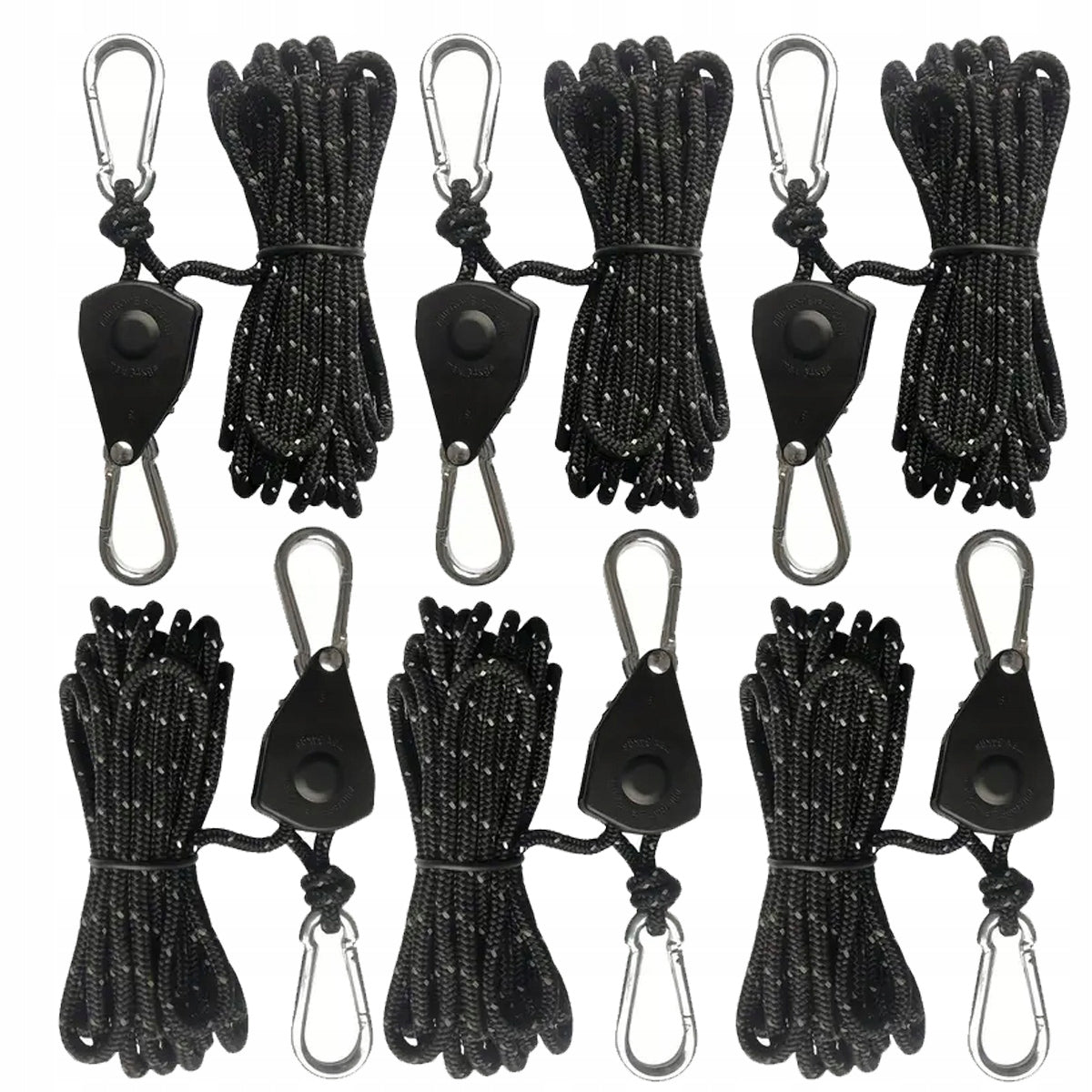 6X ROPE WITH TENSIONING BLOCK TENT RATTLE CAMPING 4 M