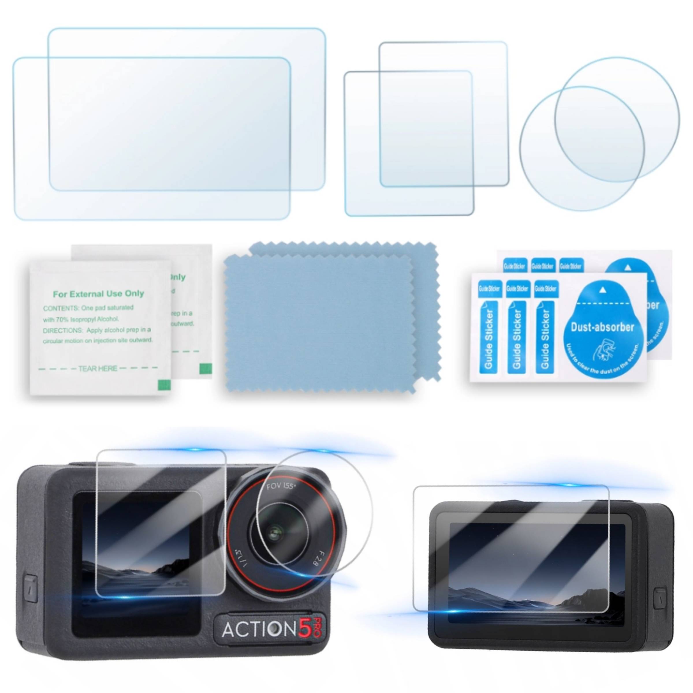 6X Tempered Glass Protective Lens and Screen Film for DJI OSMO ACTION 5 PRO