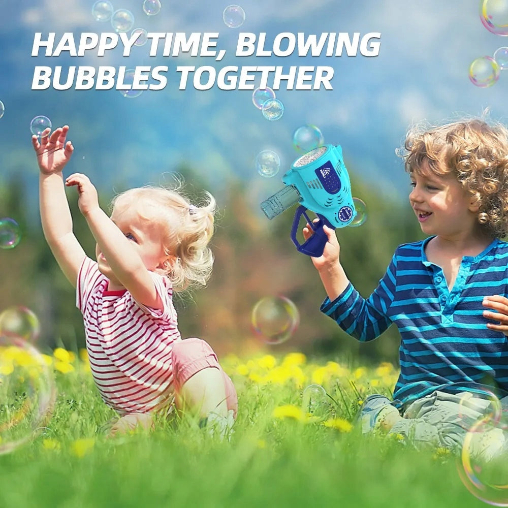 Automatinis burbulų šautuvas su LED, įkraunamas, su 2 burbulų skysčiais