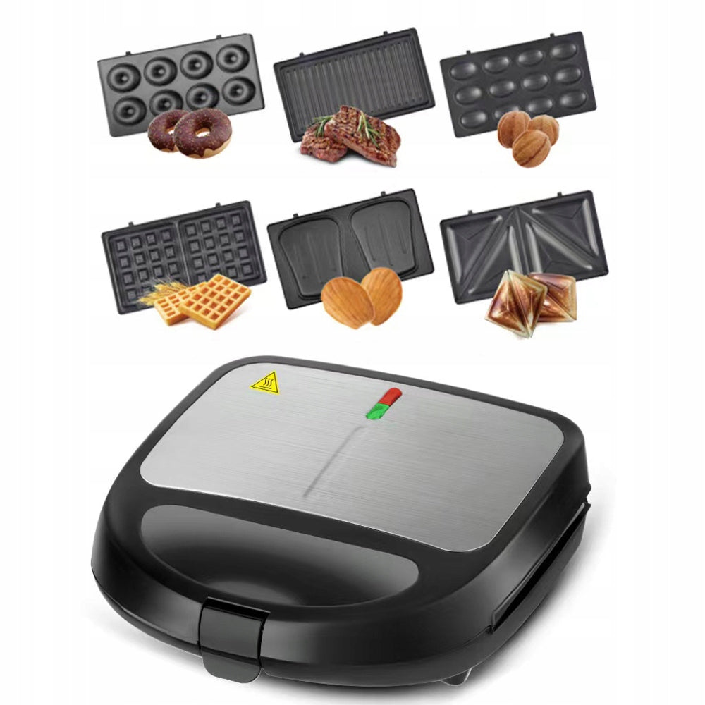 6in1 Electric Breakfast Machine Sandwich Grill Six Temperature Levels