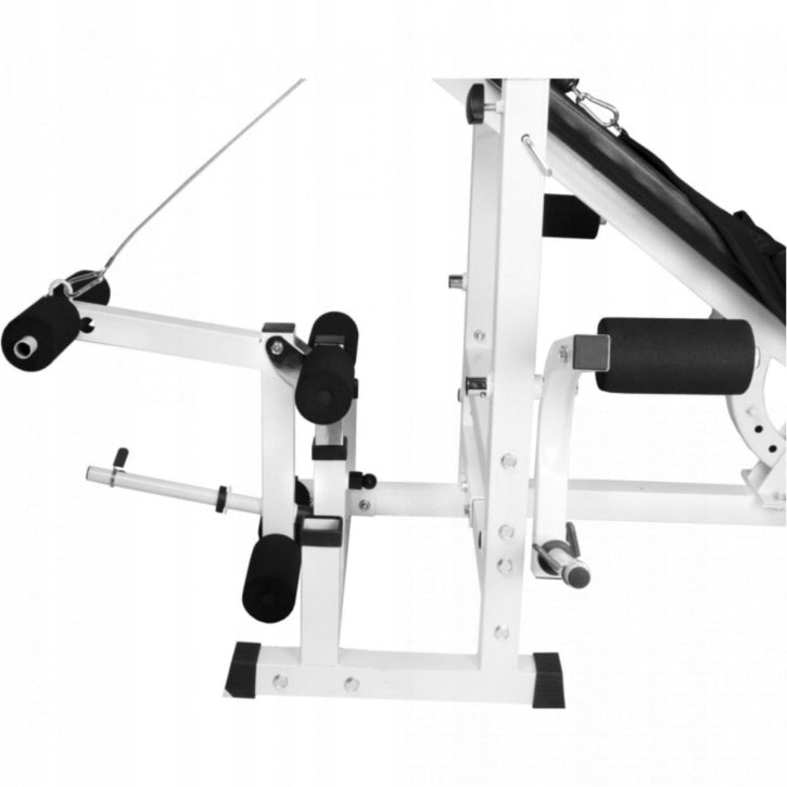 6in1 White Extrusion Bench + 2 Adjustable Cast Iron Barbells 130kg Load weight 130 kg