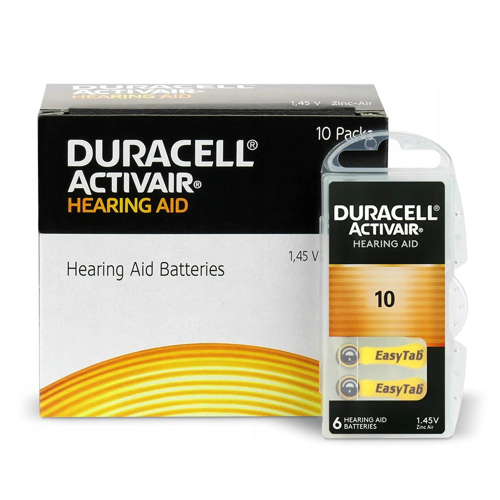 6sz Hearing Aid Batteries Duracell ActivAir 10 PR70 ZA10 DA10 1,45 Medical device no