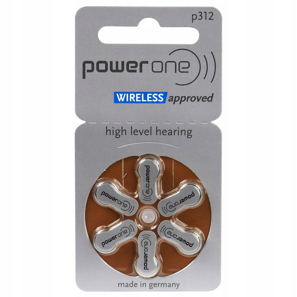 6x Battery for hearing aids Varta power one type 312