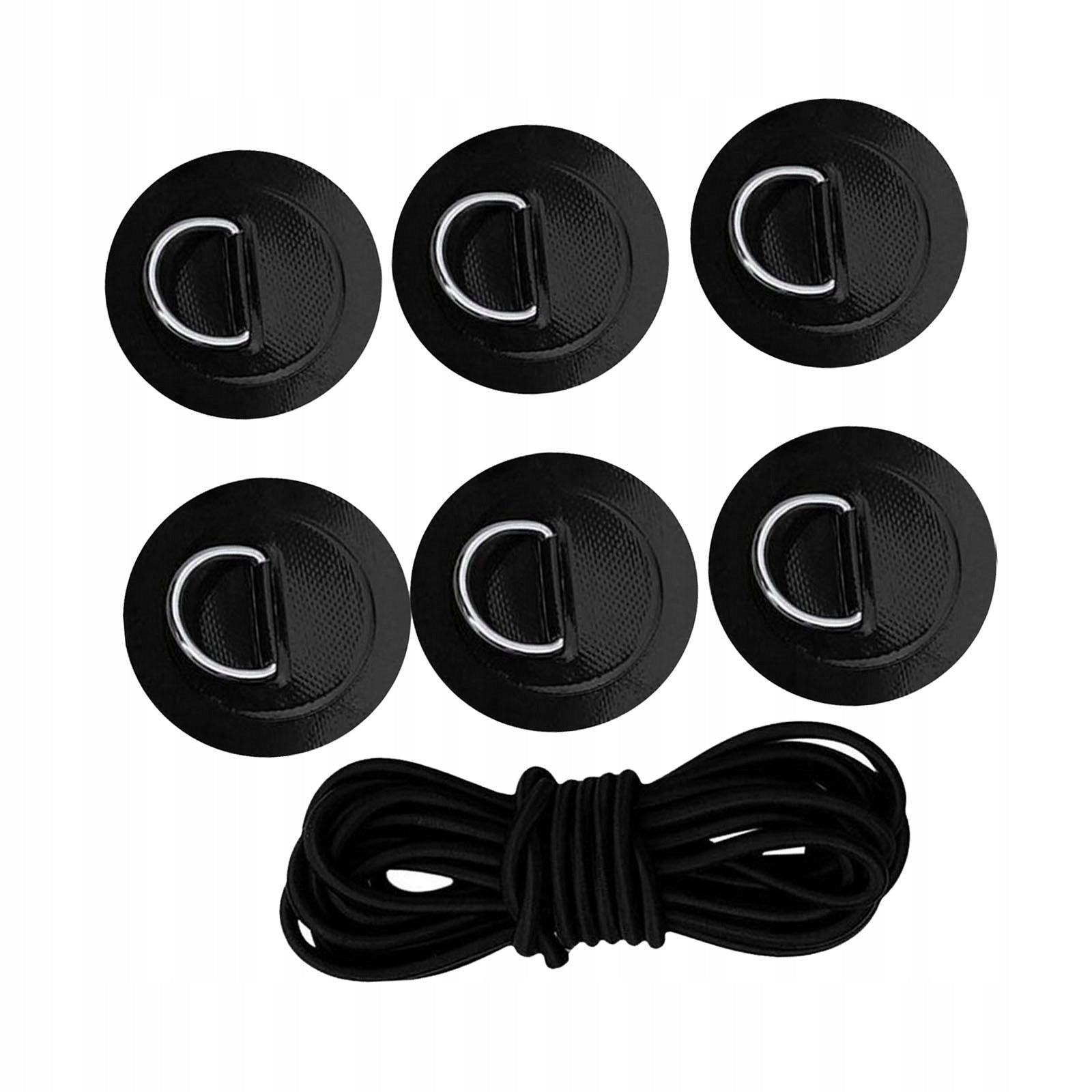 6x D Ring Patch Tie Down Elastic Bungee Rope Deck Attachment Kit D Black Brand no brand