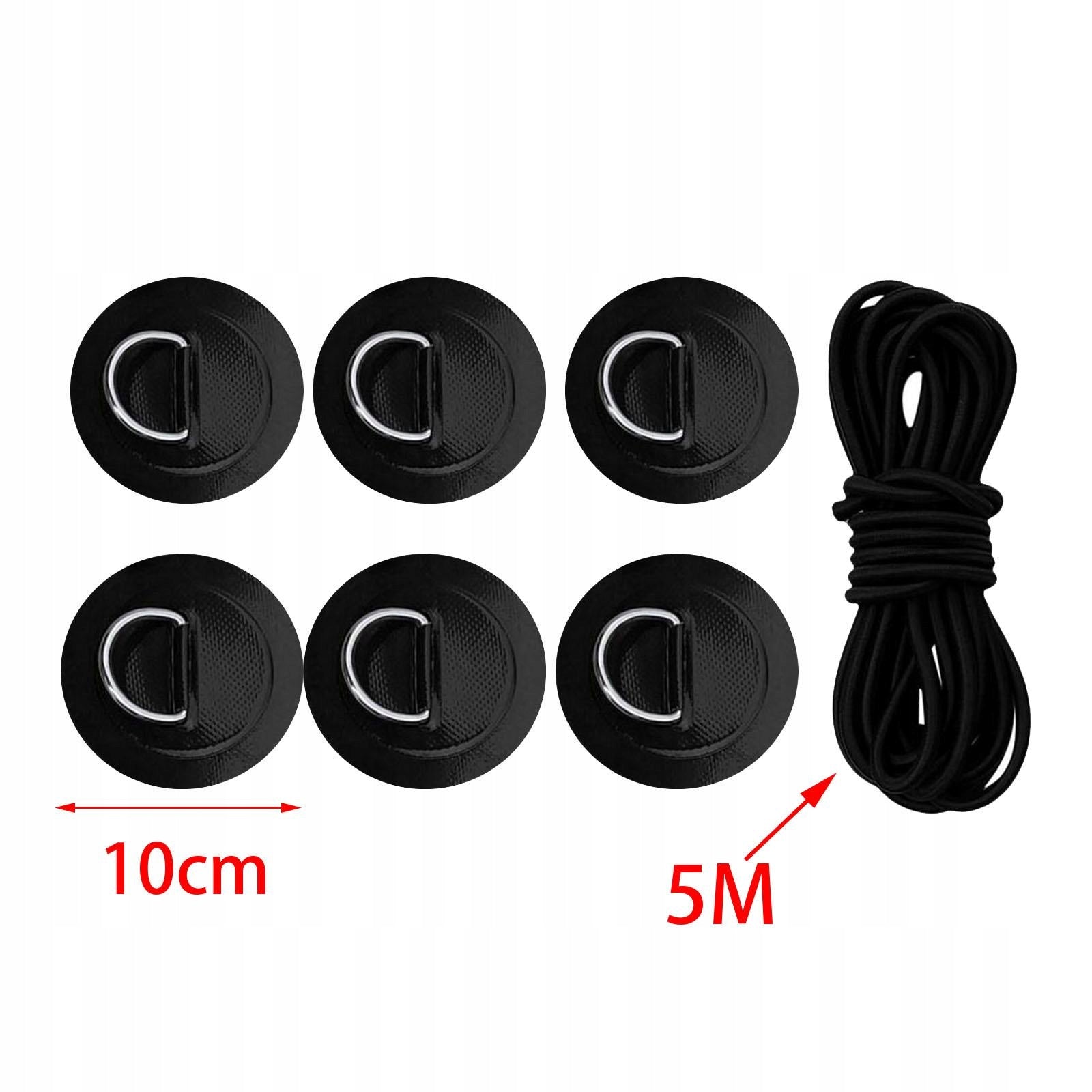 6x D Ring Patch Tie Down Elastic Bungee Rope Deck Attachment Kit D Black Length 20 cm