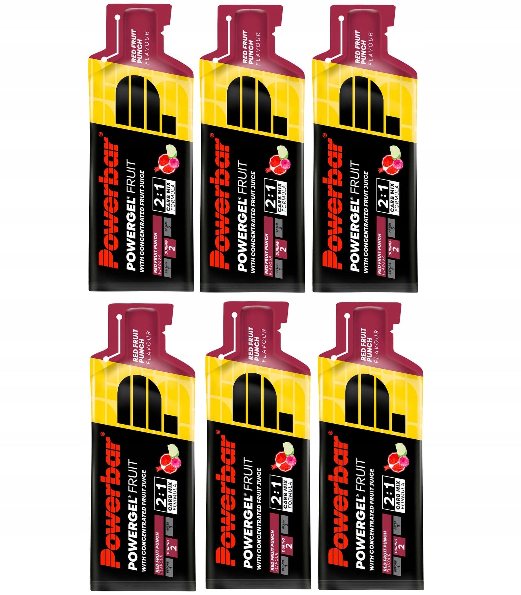 6x Energy Gel PowerBar Set of red fruit PowerGel