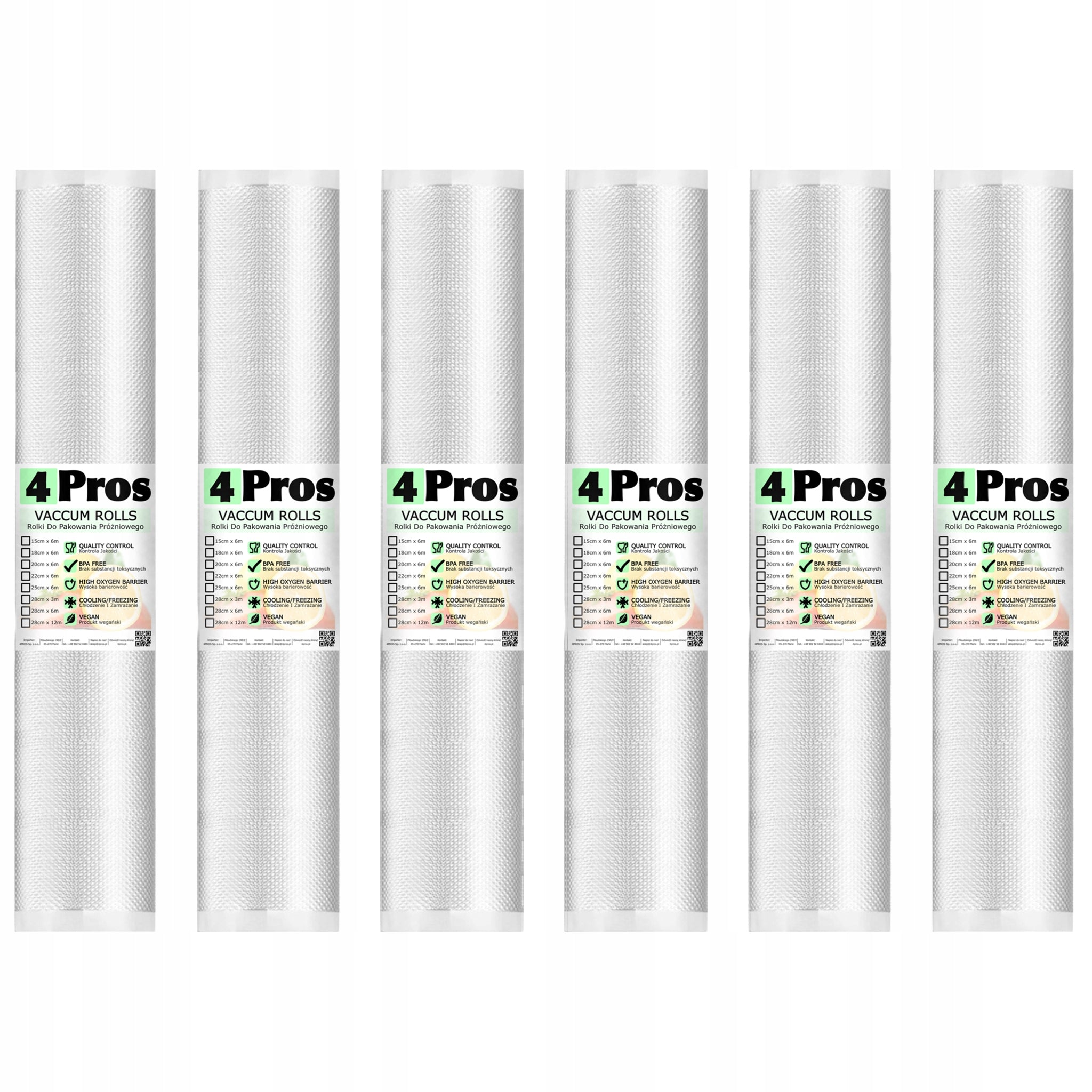 6x FOIL ROLL FOR VACUUM SEALER SLEEVE 20cm 6m 20 x 600 cm Moletki