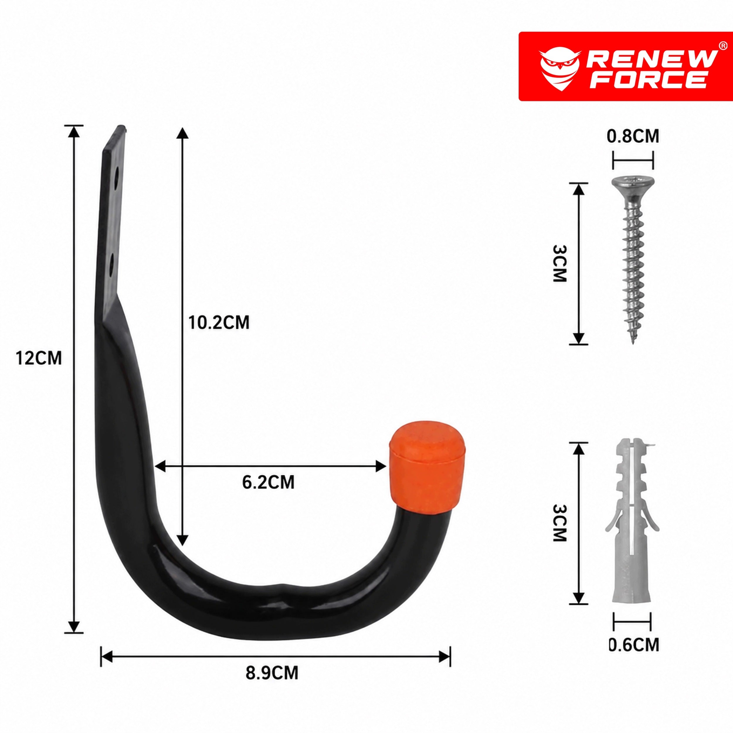 6x HANGER HOOK WALL MOUNT METAL FOR GARAGE WALL BIKE TOOLS Packaging status original