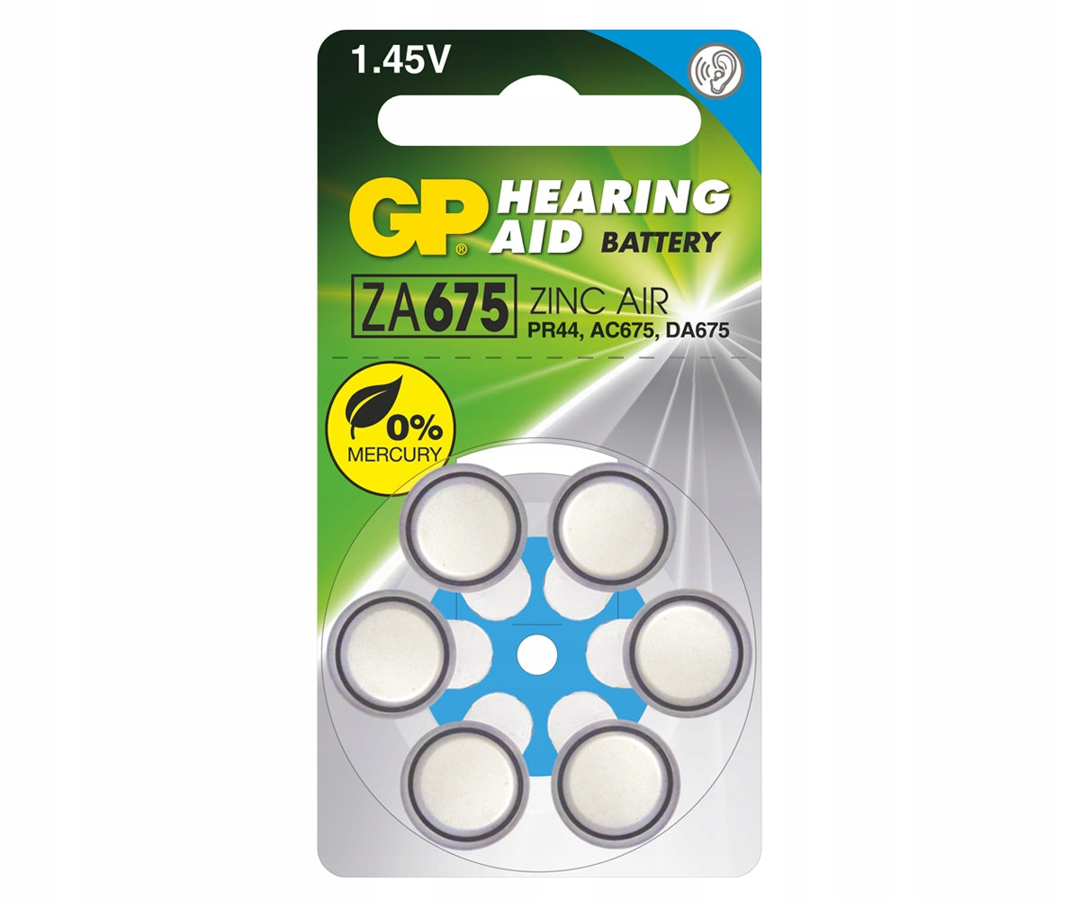 6x Hearing battery GP ZA675 1,45V PR44 620mAh
