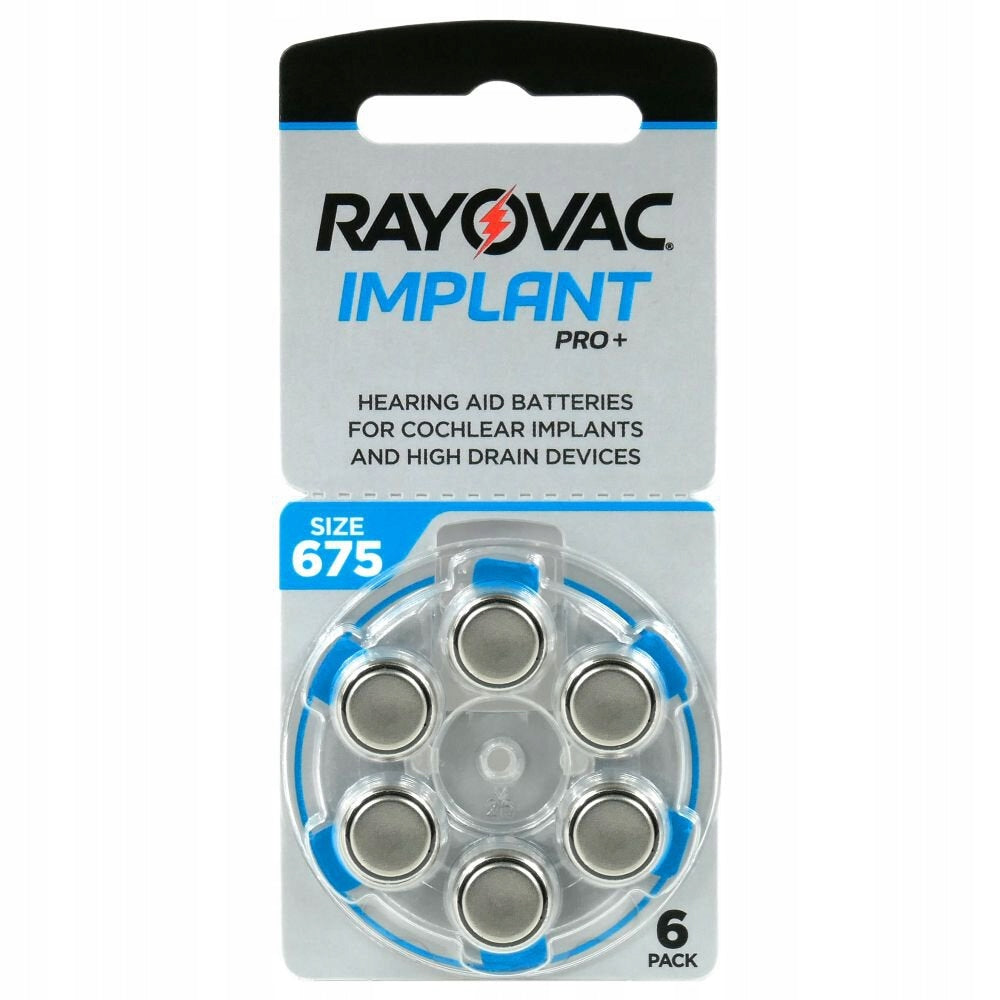 6x MOST POWERFUL BATTERY for hearing aids RAYOVAC IMPLANT PRO+ 675