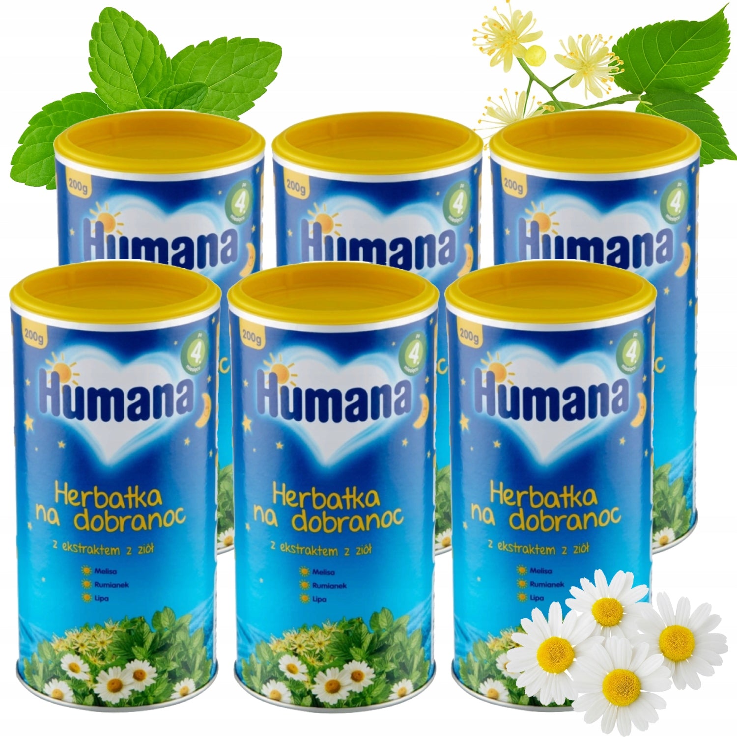 6x Natural Baby Tea 4m+ for Bedtime HUMANA 200g Helps you fall asleep