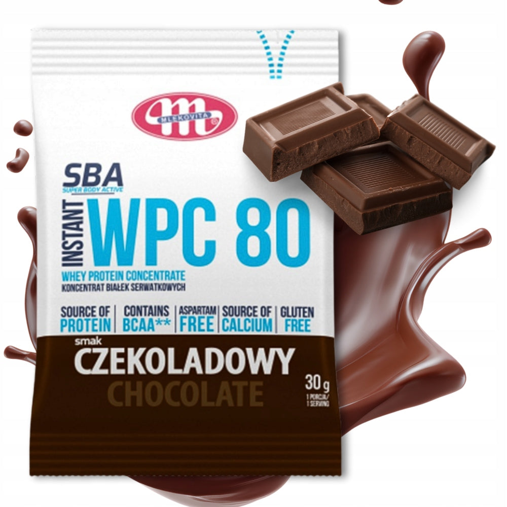 6x PROTEIN SUPPLEMENT Mlekovita SBA WPC 80 one serving 30g CHOCOLATE Expiration date at least 3 months from the date of purchase
