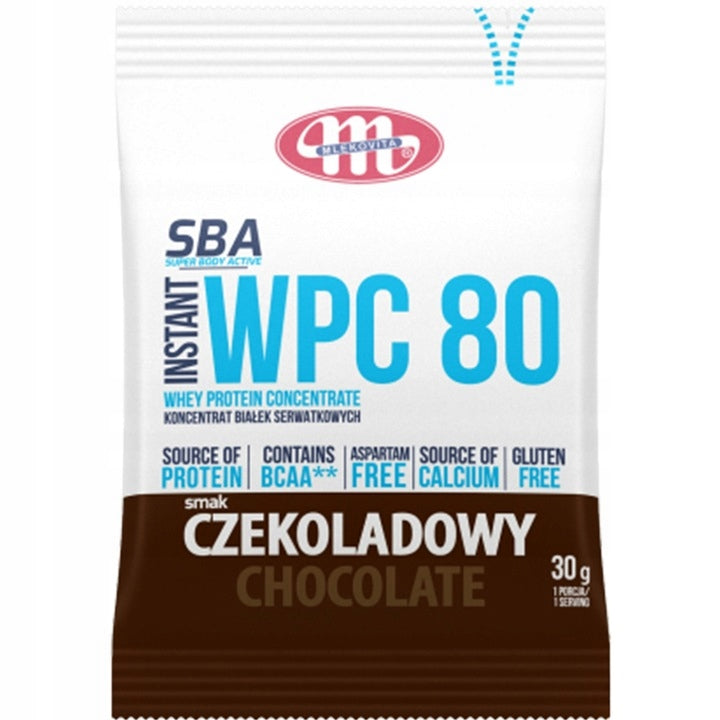 6x PROTEIN SUPPLEMENT Mlekovita SBA WPC 80 one serving 30g CHOCOLATE Manufacturer code 5900512984667