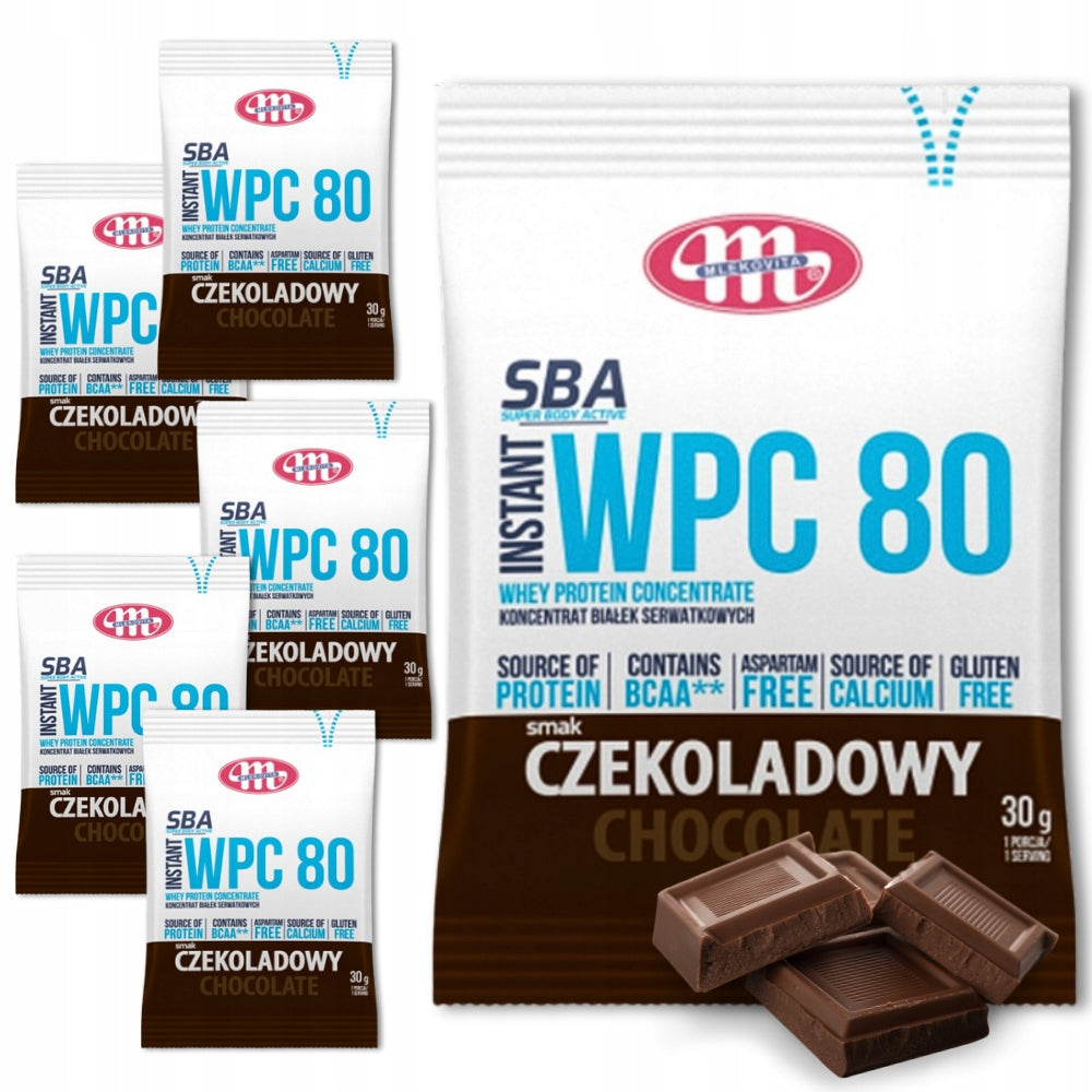 6x PROTEIN SUPPLEMENT Mlekovita SBA WPC 80 one serving 30g CHOCOLATE