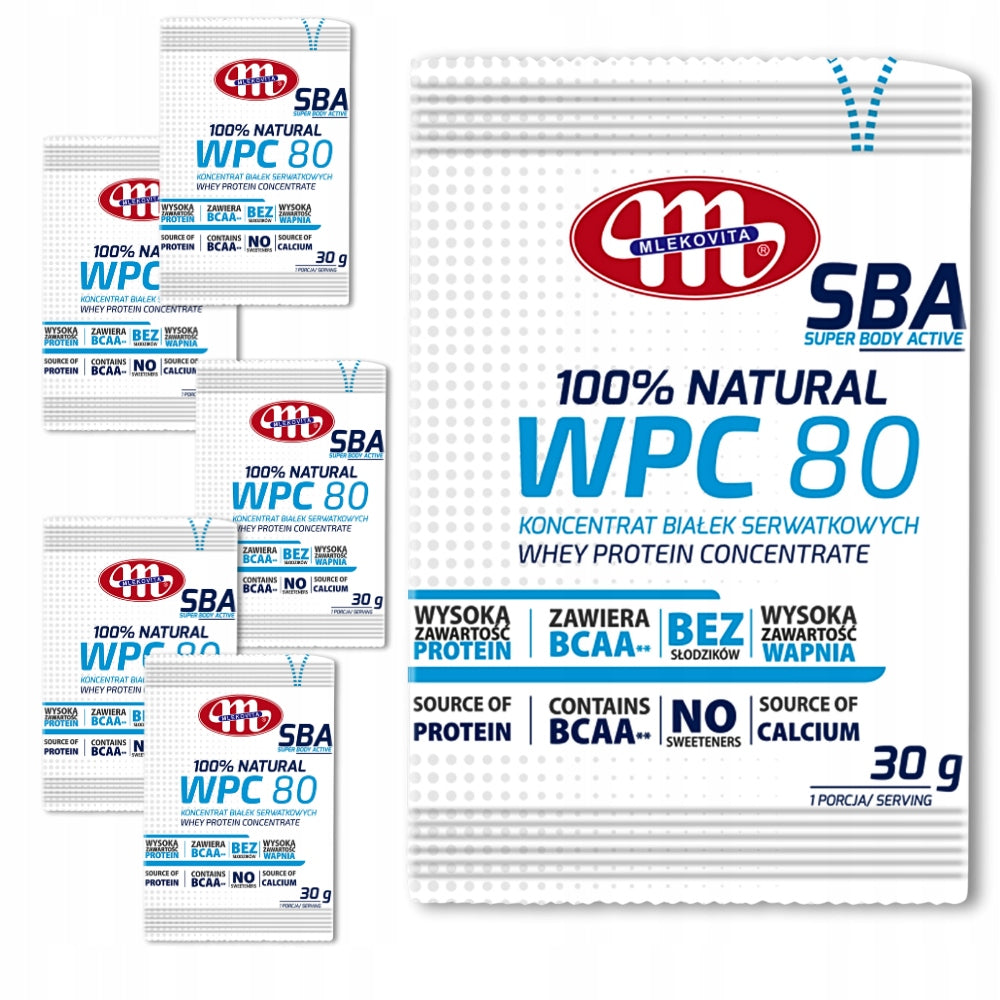 6x PROTEIN SUPPLEMENT Mlekovita SBA WPC 80 one serving 30g NATURAL
