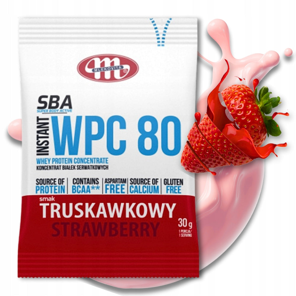 6x PROTEIN SUPPLEMENT Mlekovita SBA WPC 80 one serving 30g STRAWBERRY Expiration date at least 3 months from the date of purchase