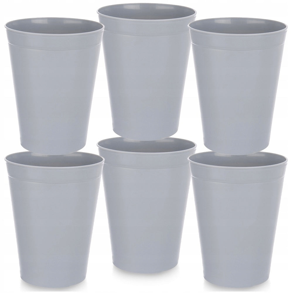 6x Plastic Reusable Travel Picnic Cups for Beverages 300 ml