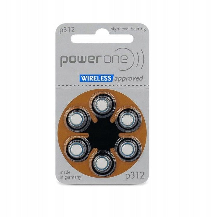 6x Power ONE Hearing Aid Batteries blister 1,45V p312 VARTA