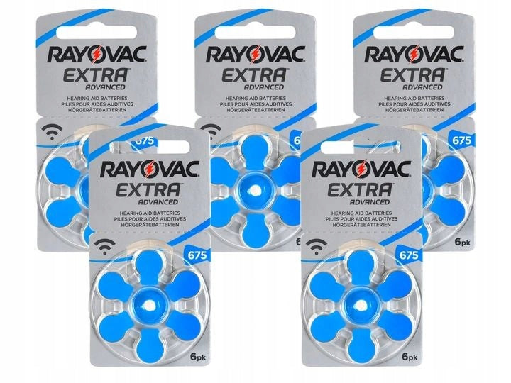 6x RAYOVAC EXTRA 675 PR44 06-2027 Hearing Aid Batteries Packaging status original