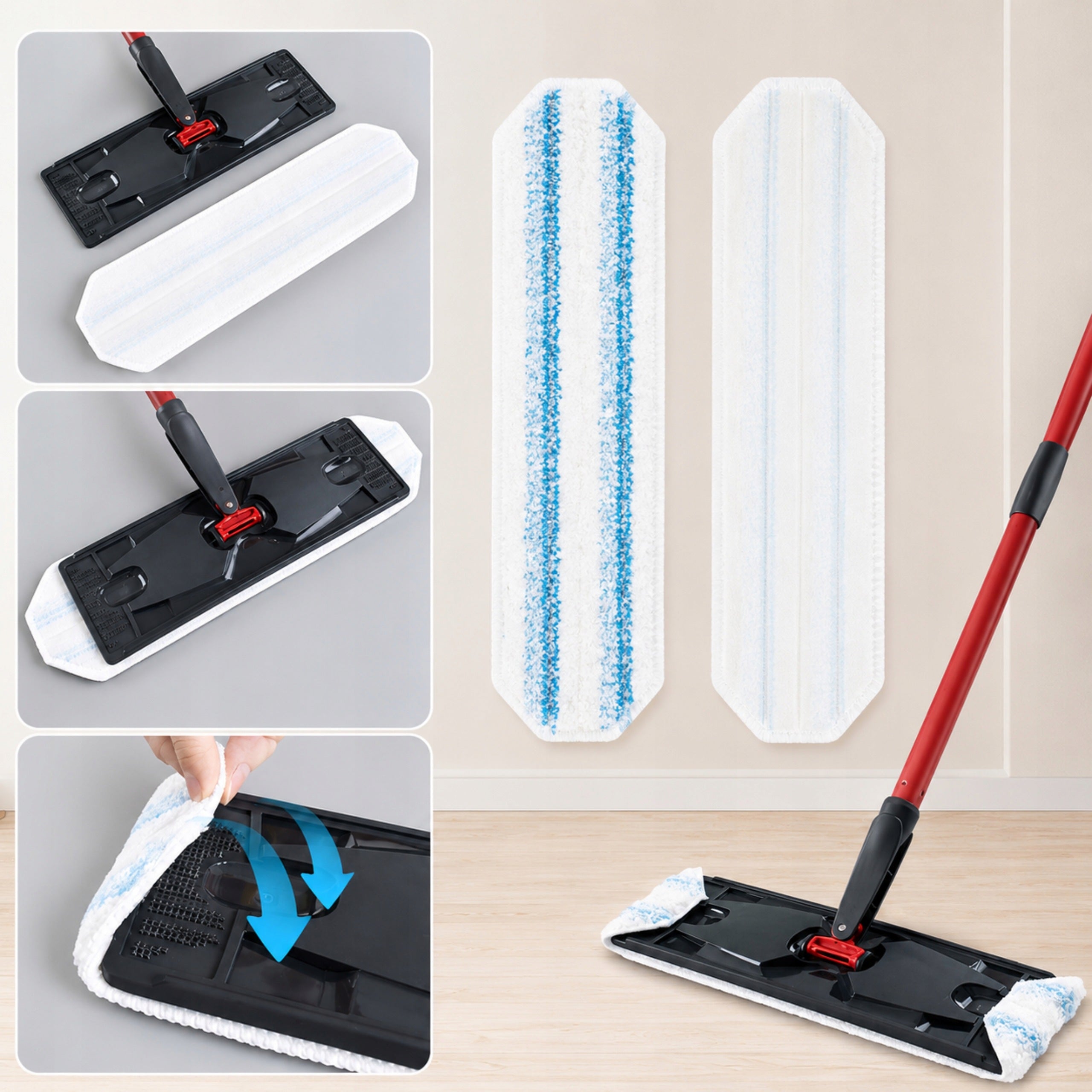 6x REFILL MICROFIBER COVER FOR VILEDA H2prO EXTRA MOP Packaging status original