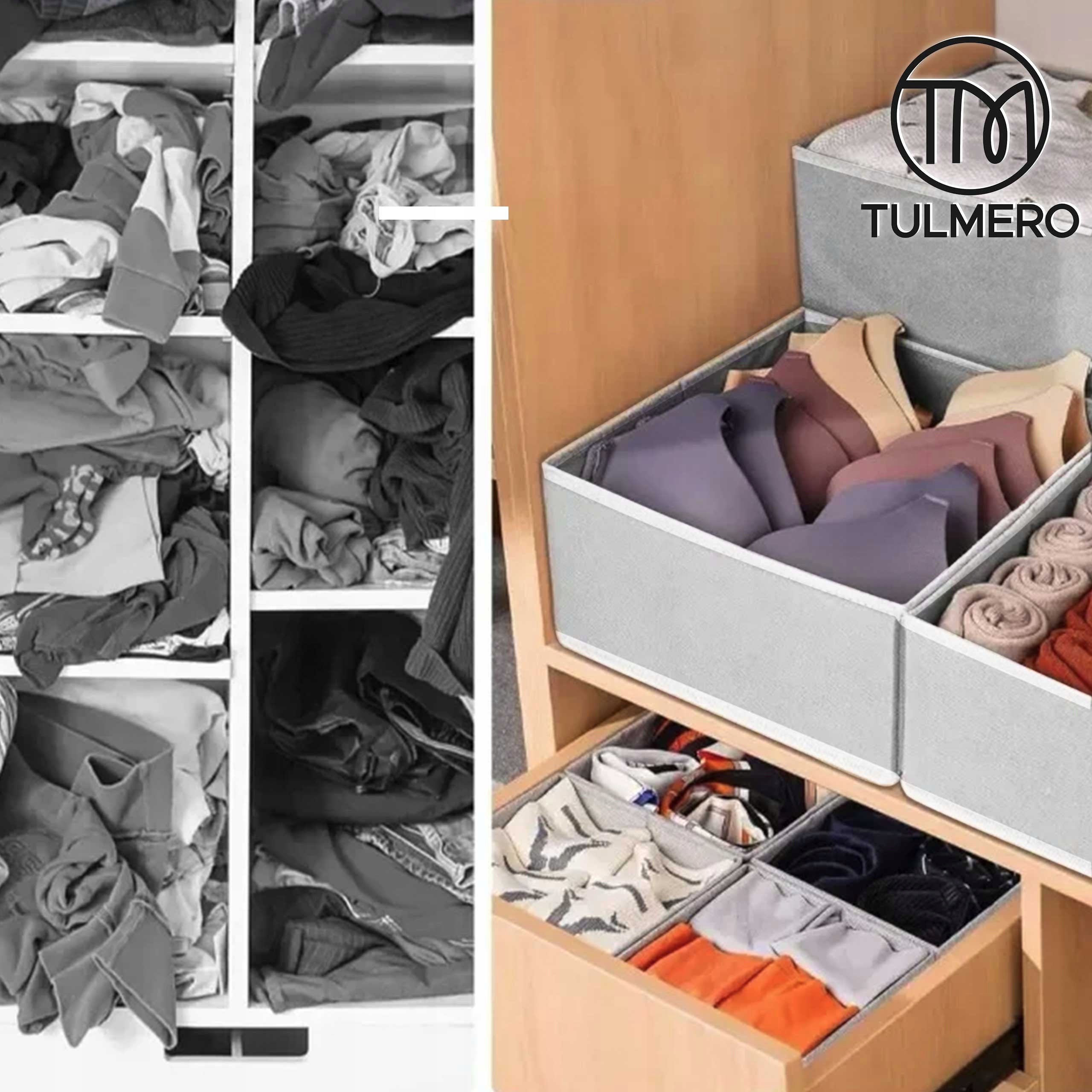 6x Underwear ORGANIZER Socks Container for Cabinet Drawers SET Brand Tulmero