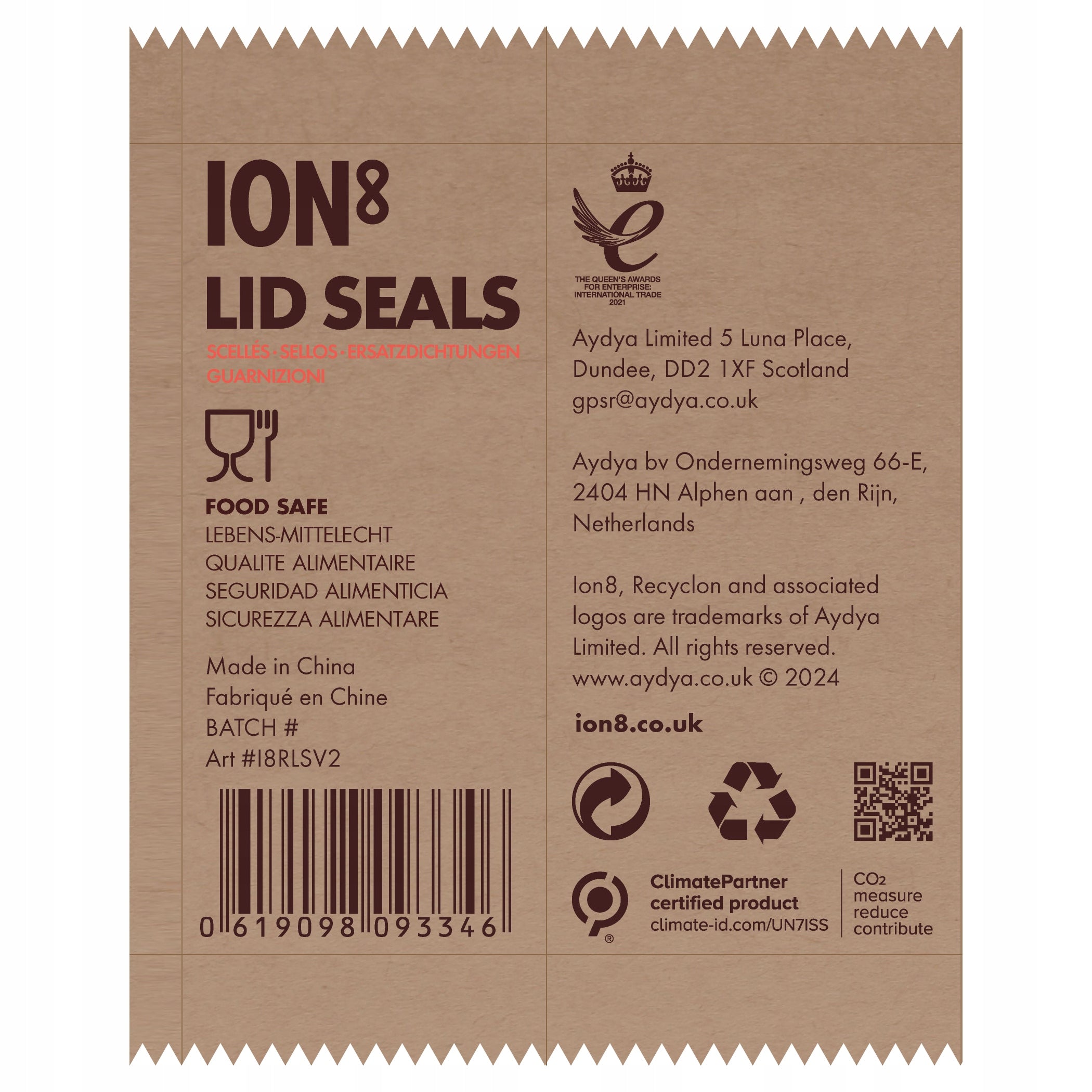 6x WATER BOTTLE SEALS SET ION8 0,3 0,4 0,5 0,75 1 1,2 L Color transparent