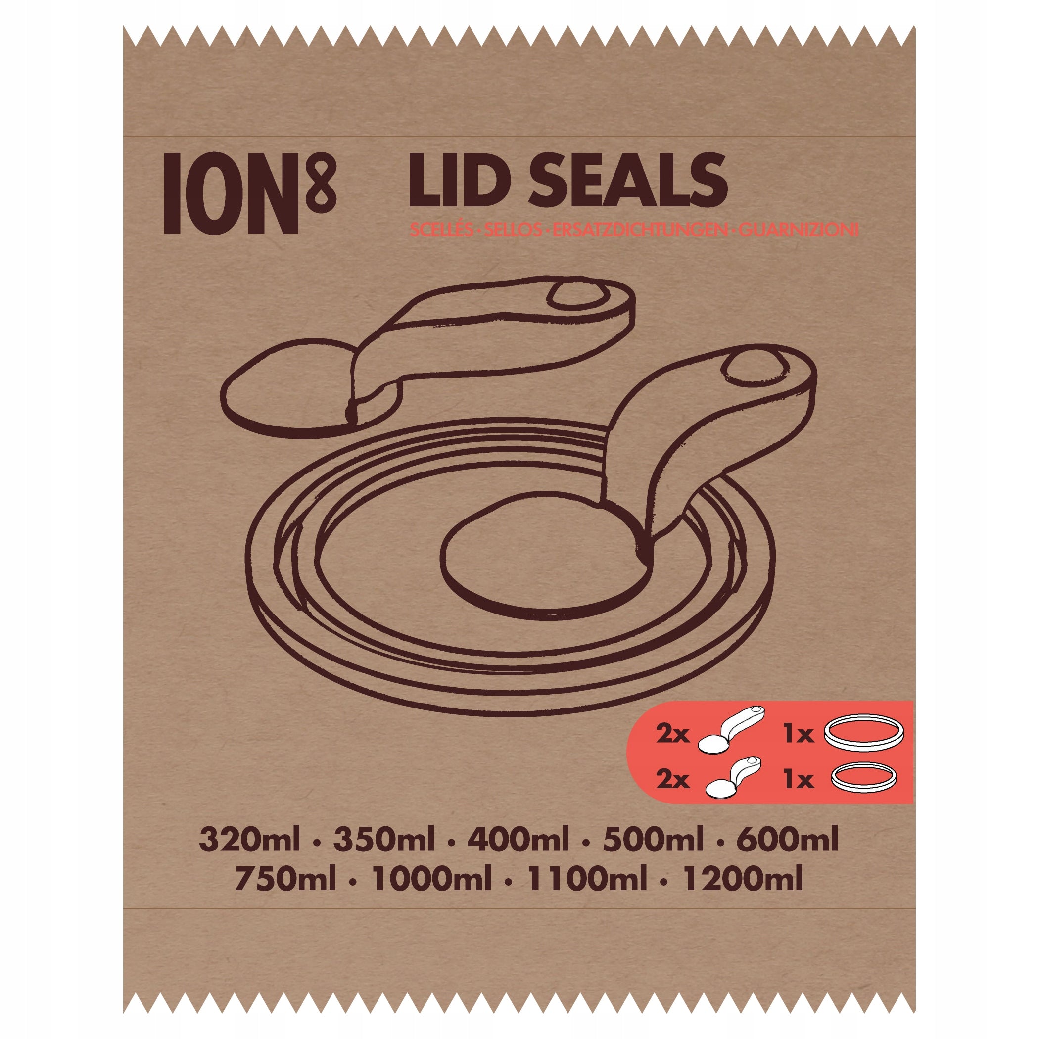 6x WATER BOTTLE SEALS SET ION8 0,3 0,4 0,5 0,75 1 1,2 L