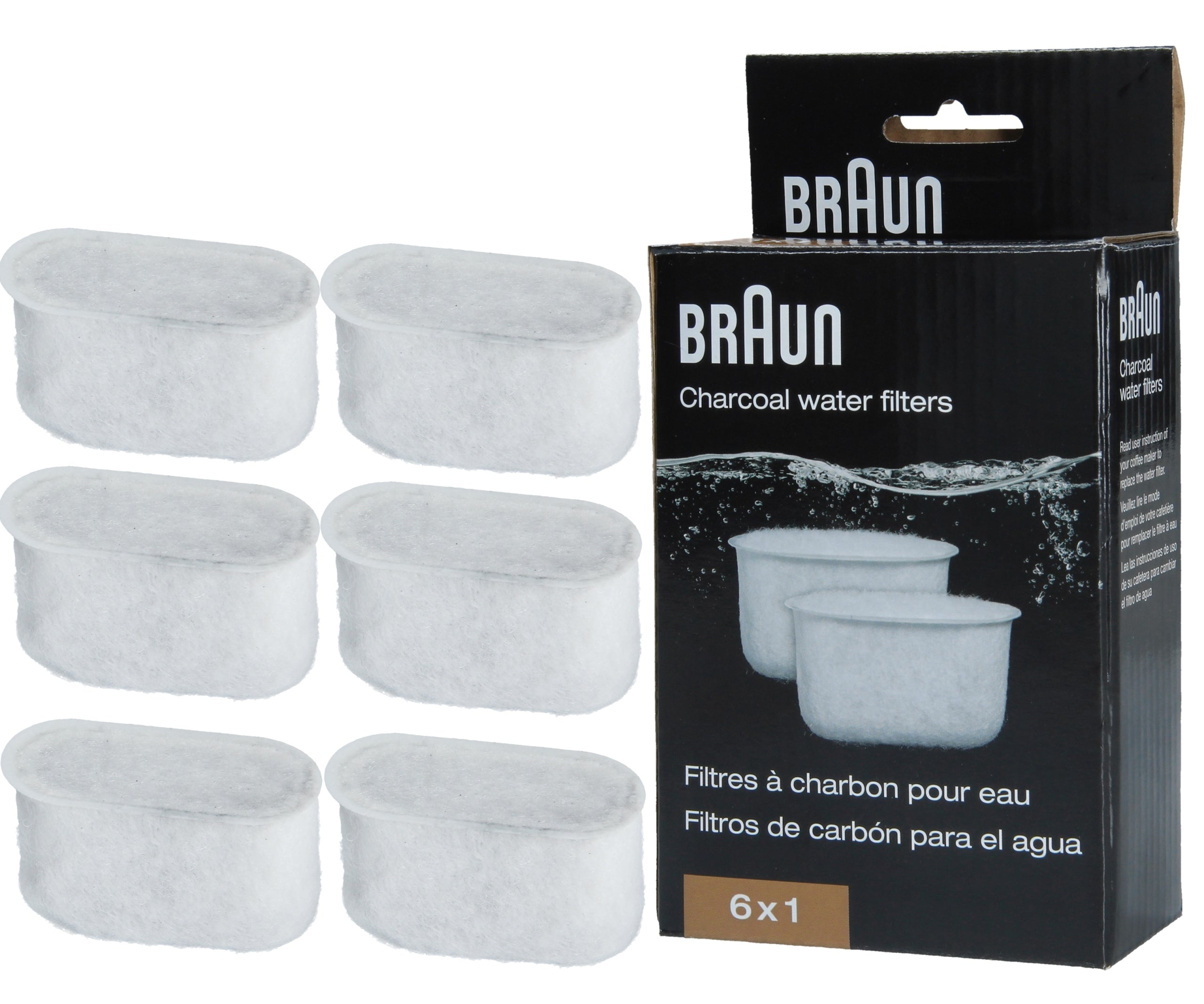 6x Water filter for overflow machine Braun