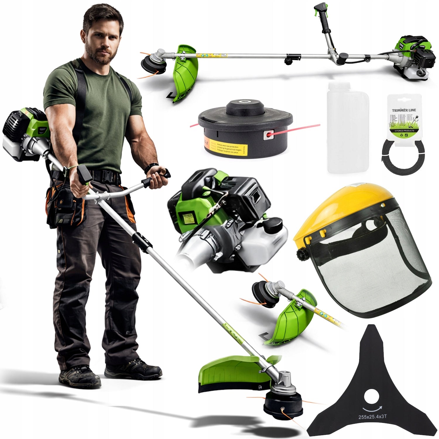 7,1KM COMBUSTION SCYTHE TRIMMER MOWER POWER SHIELD HEAD HARNESS LINE