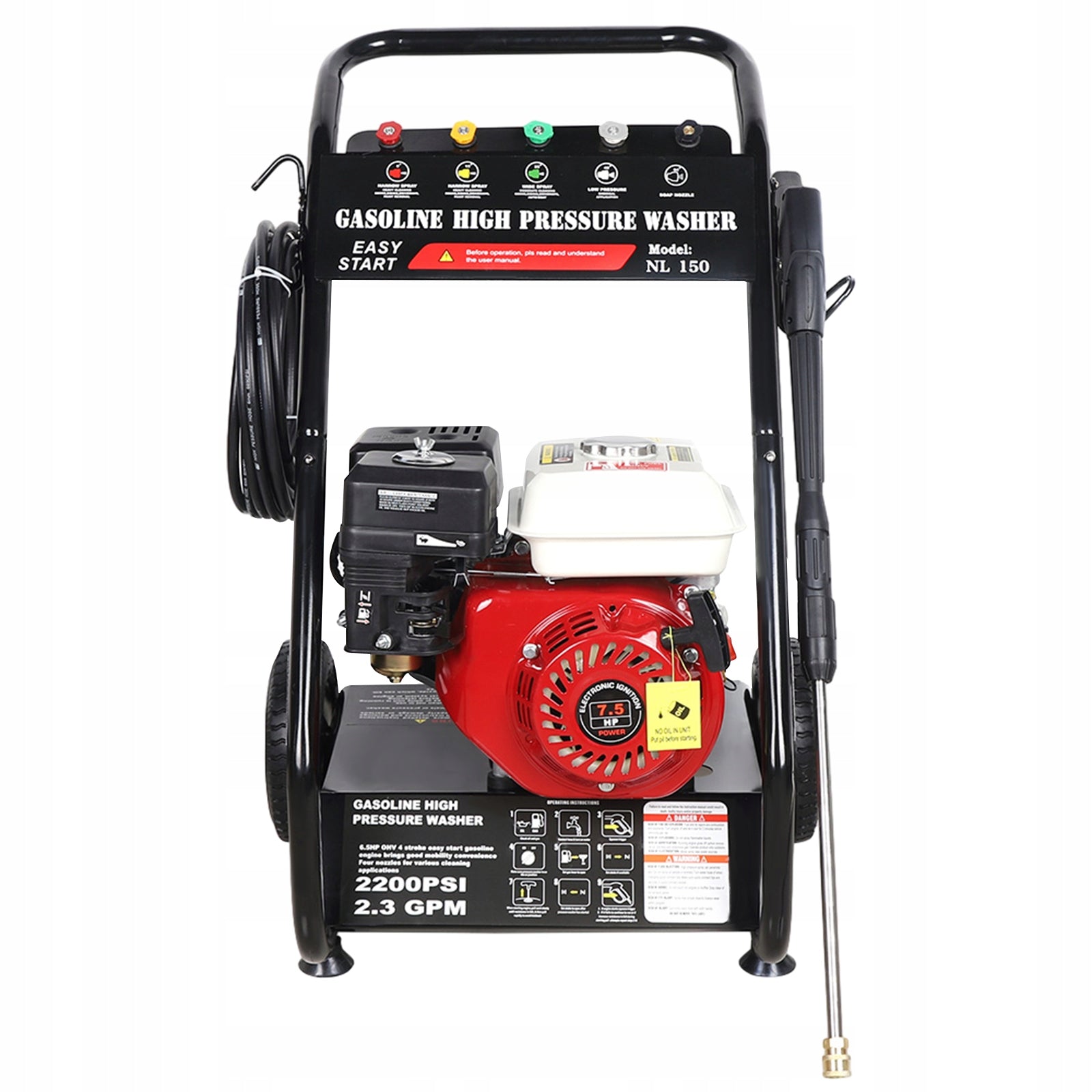 7,5 KM PRESSURE WASHER WITH PETROL ENGINE 2200PSI Packaging status original