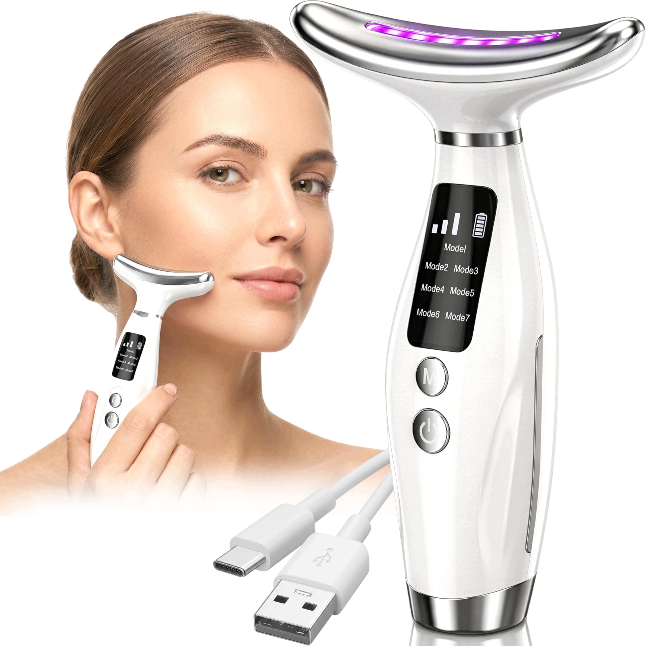 7-Color Anti-Wrinkle Facial Massager Device for Home Use