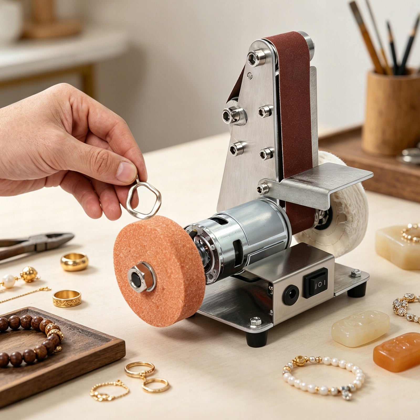 7-Speed Mini Electric Belt Sander 4000-9000RPM for Metal & Wood Manufacturer code svt20260430
