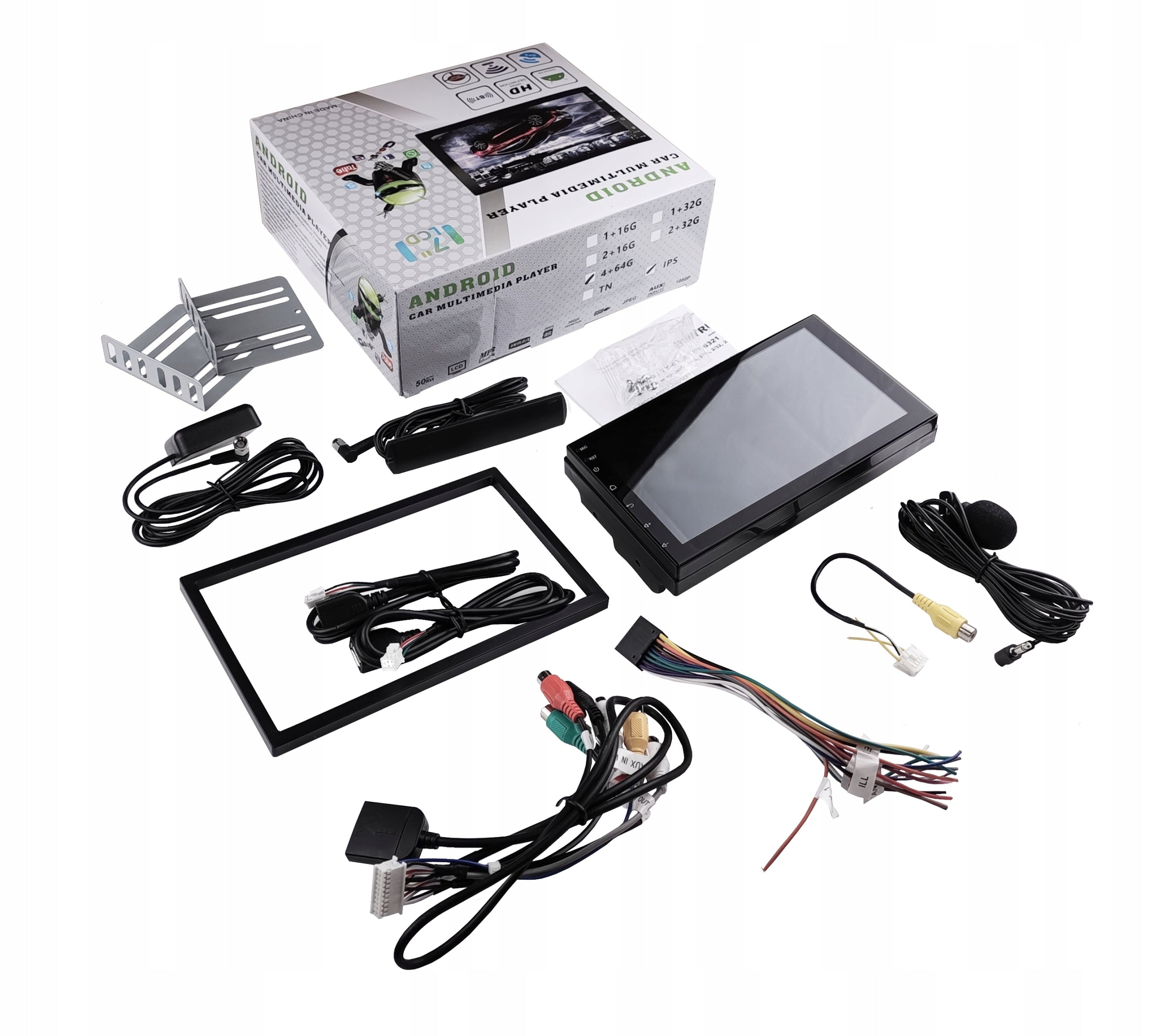 7 inch car radio with RDS 4/64GB Android PL GPS DSP SIM Carplay Mirror