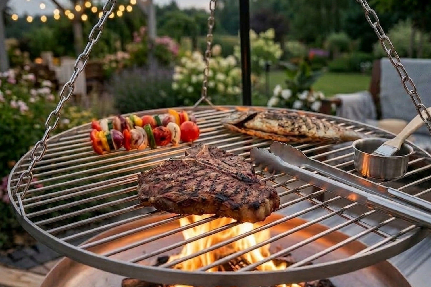 70 CM GRILL GRATE ROUND HANGING STAINLESS STEEL + CHAIN Manufacturer code RUSZT NIERDZEWNY
