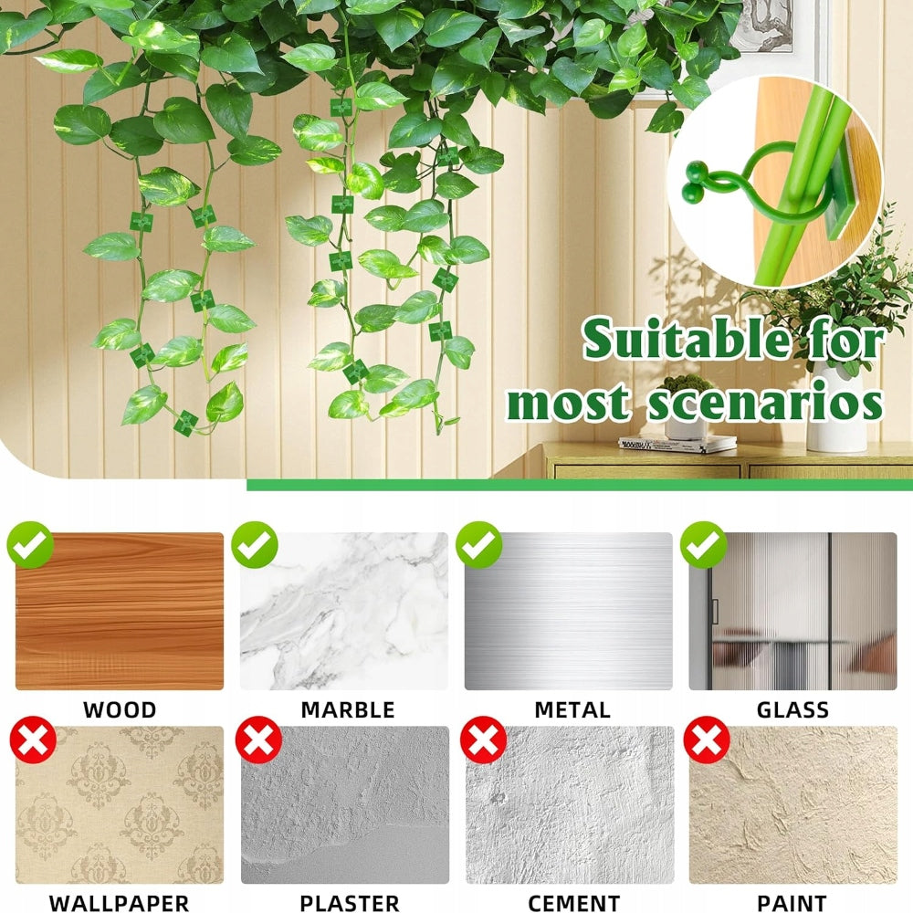 70 Pcs Plant Climbing Wall Fixture Clips, for Fixing Cable and Plant Vine Color green