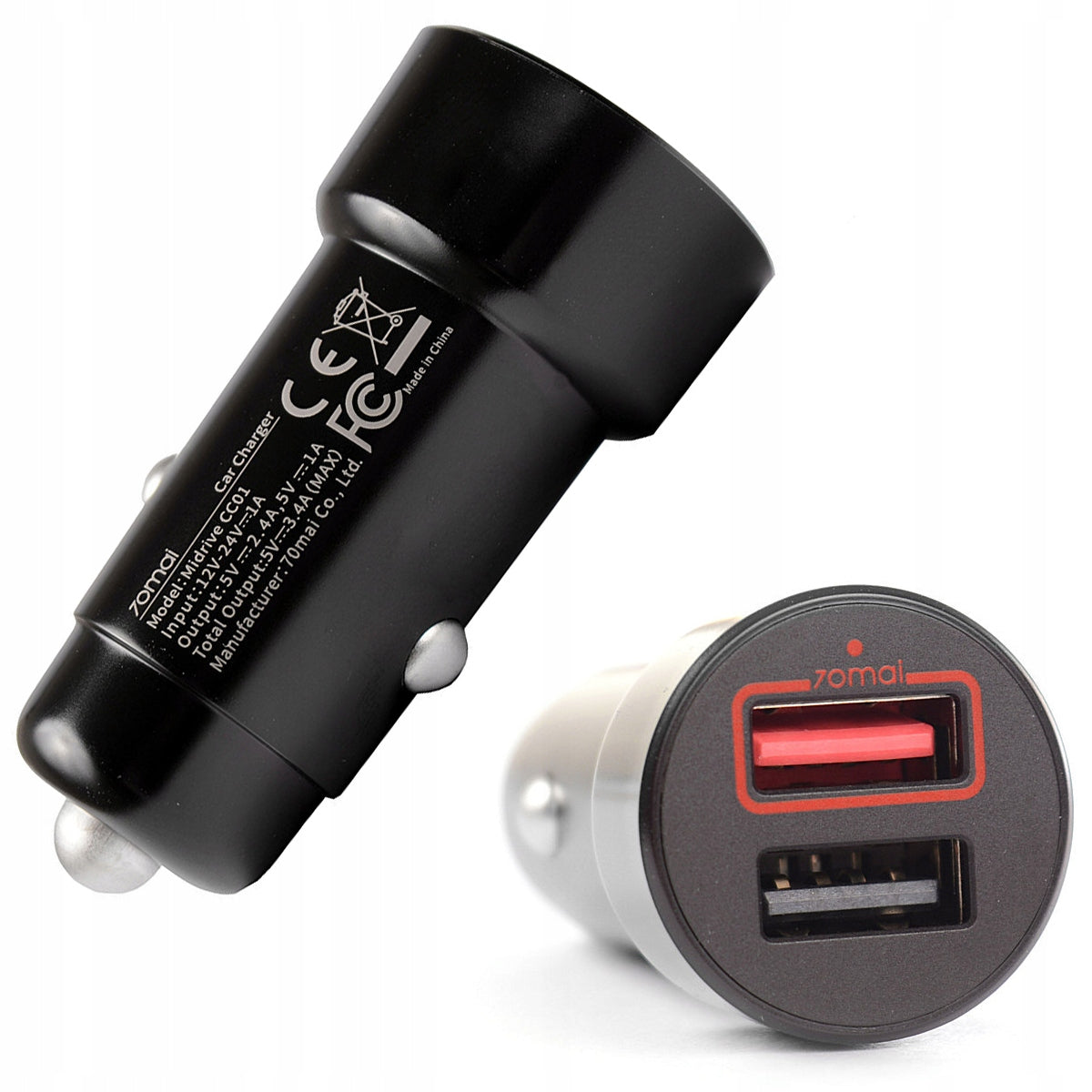 70MAI CAR CHARGER 2x USB 3,4A BLACK