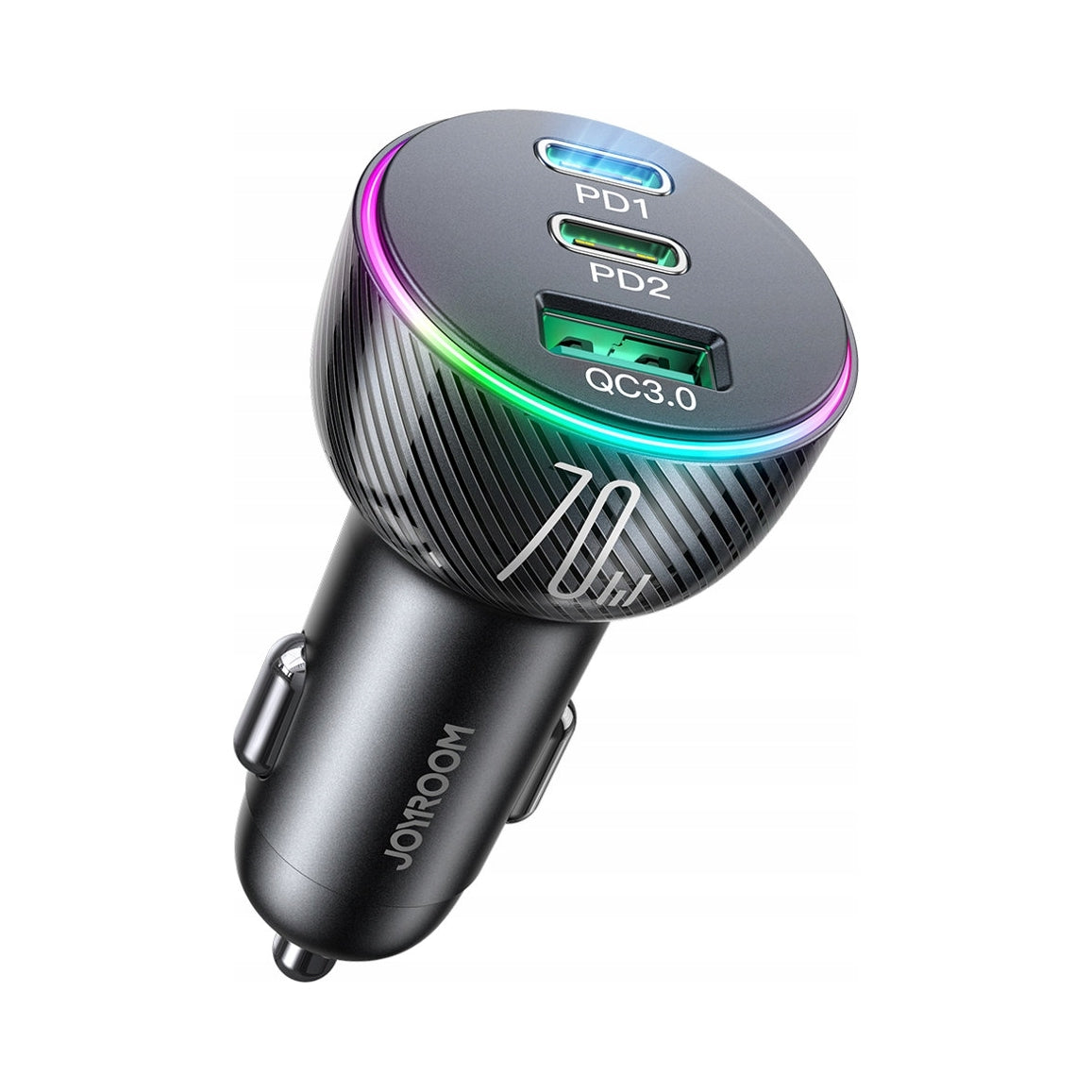 70W 2x USB-C USB-A PD QC Backlit Fast Car Charger, Joyroom