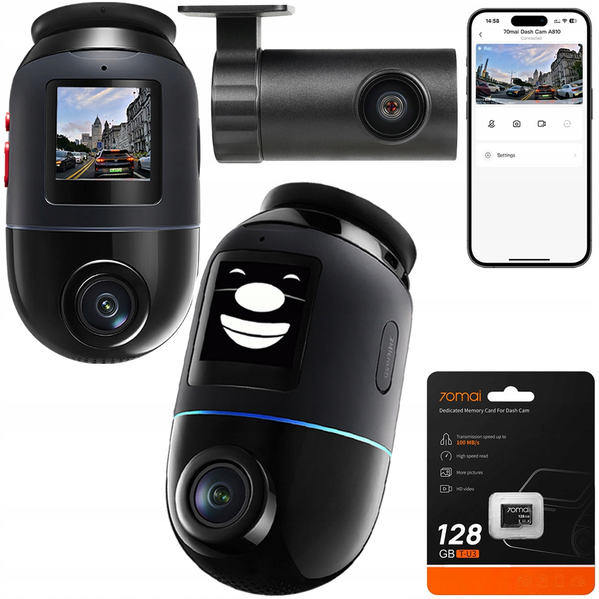 70mai Car camera Omni x800 Video Recorder 4K + rear RC14 + 128GB
