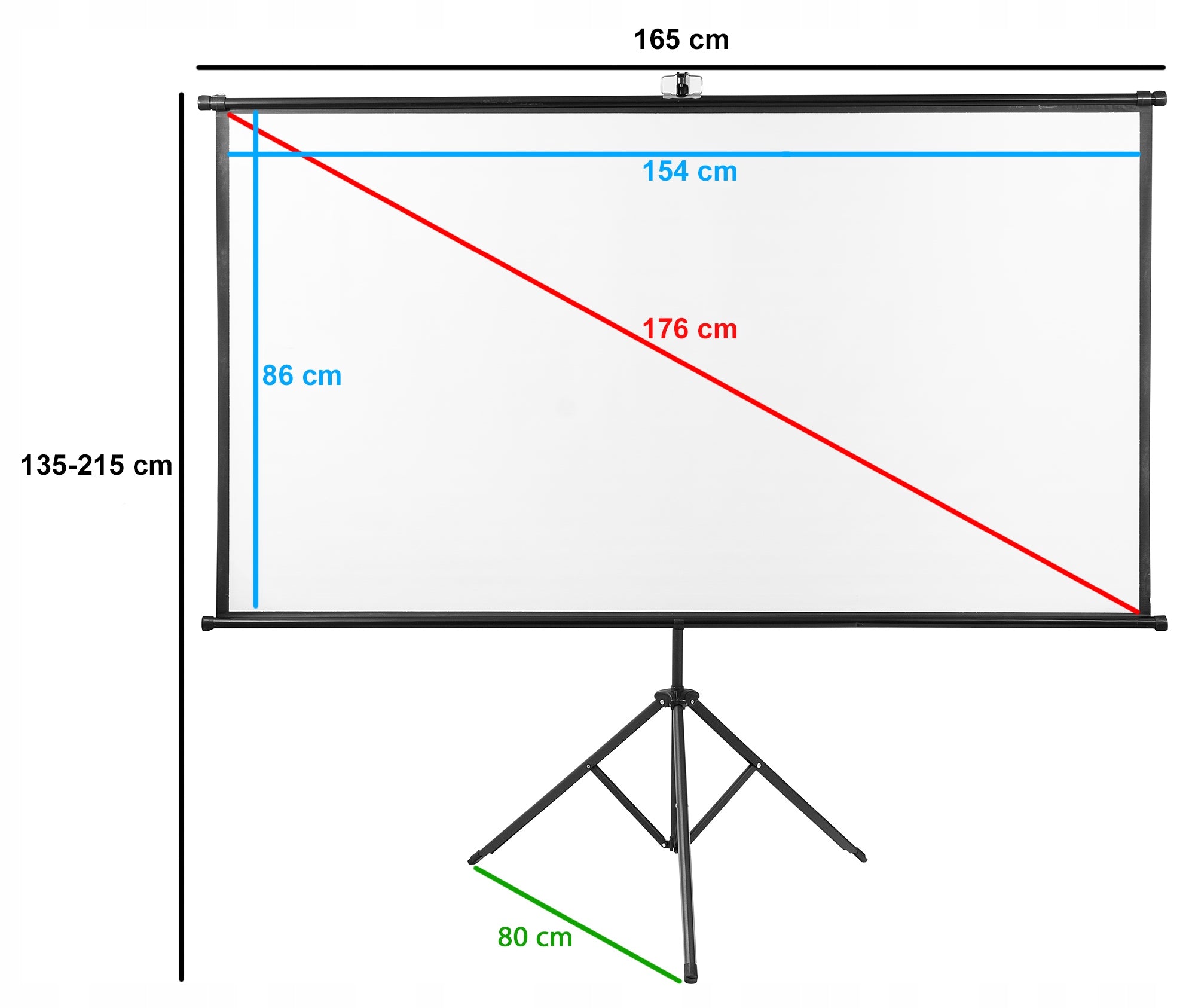 72" 16:9 Projection Screen Wall Mounted Ceiling Mount with Tripod for Home Theater Packaging status original
