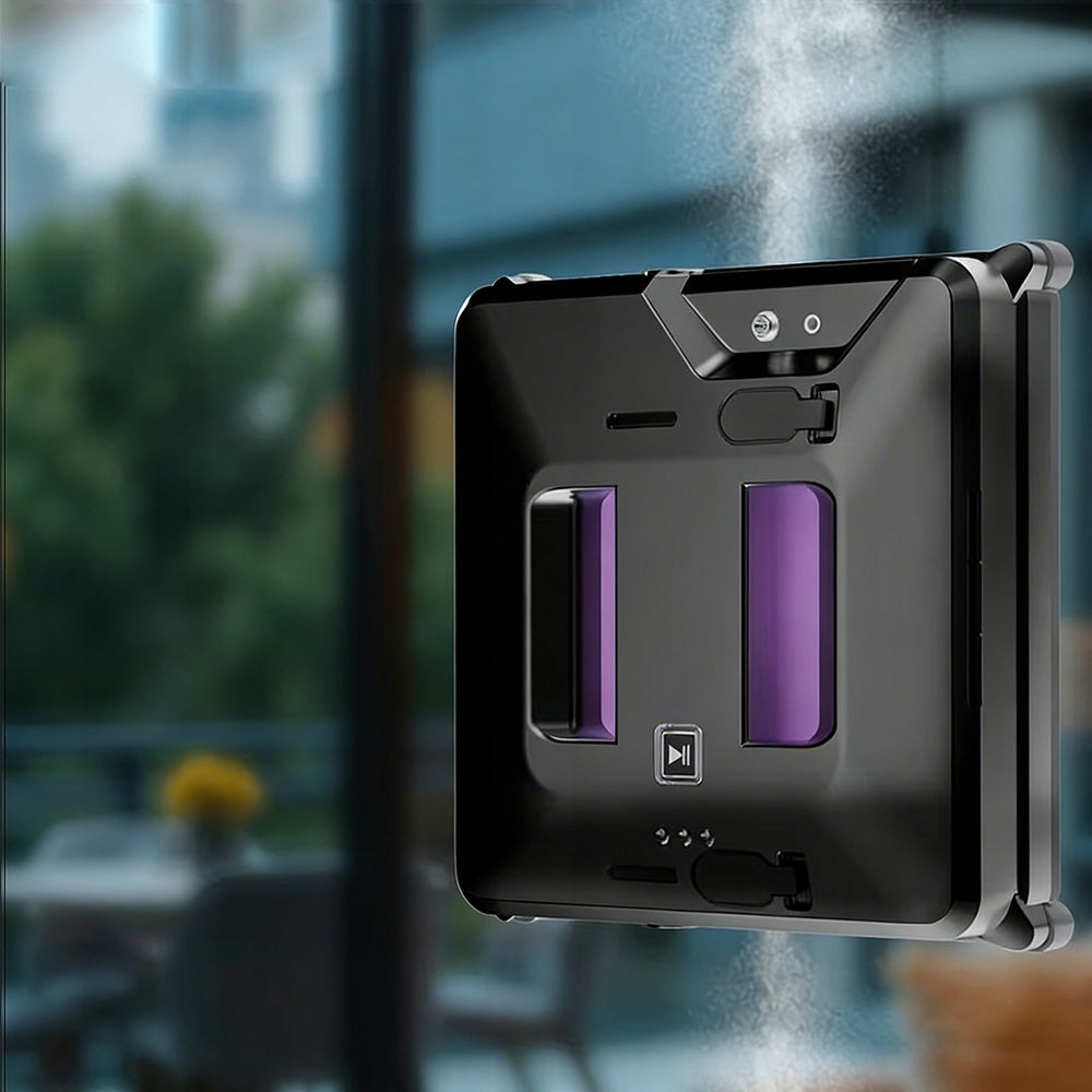72W SMART WINDOW CLEANING ROBOT WITH REMOTE CONTROL AND SQUIRT 3 MODES 2 TANK Dominant color black