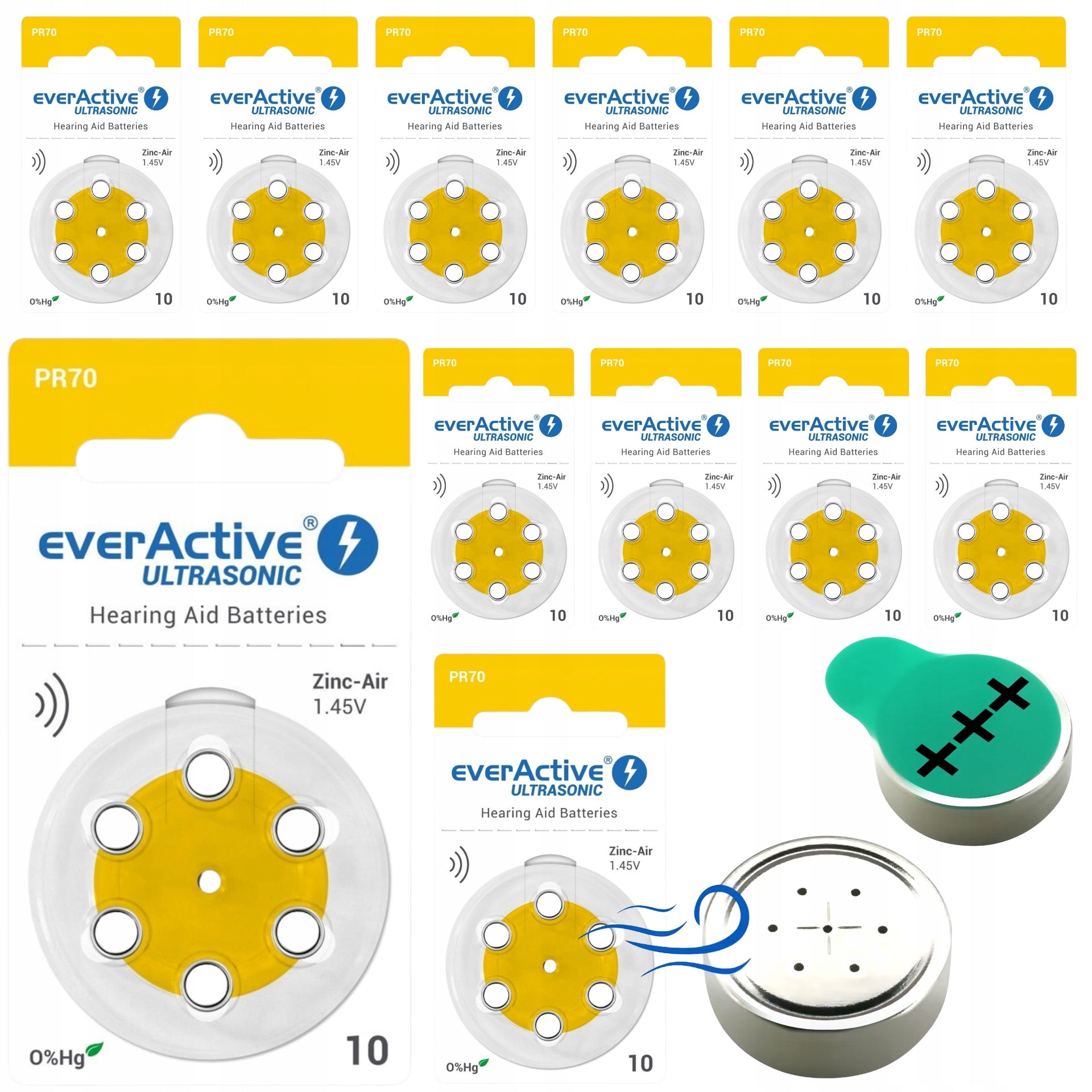 72X HEARING AID BATTERY HEARING AID BATTERIES 10 PR70 B0104