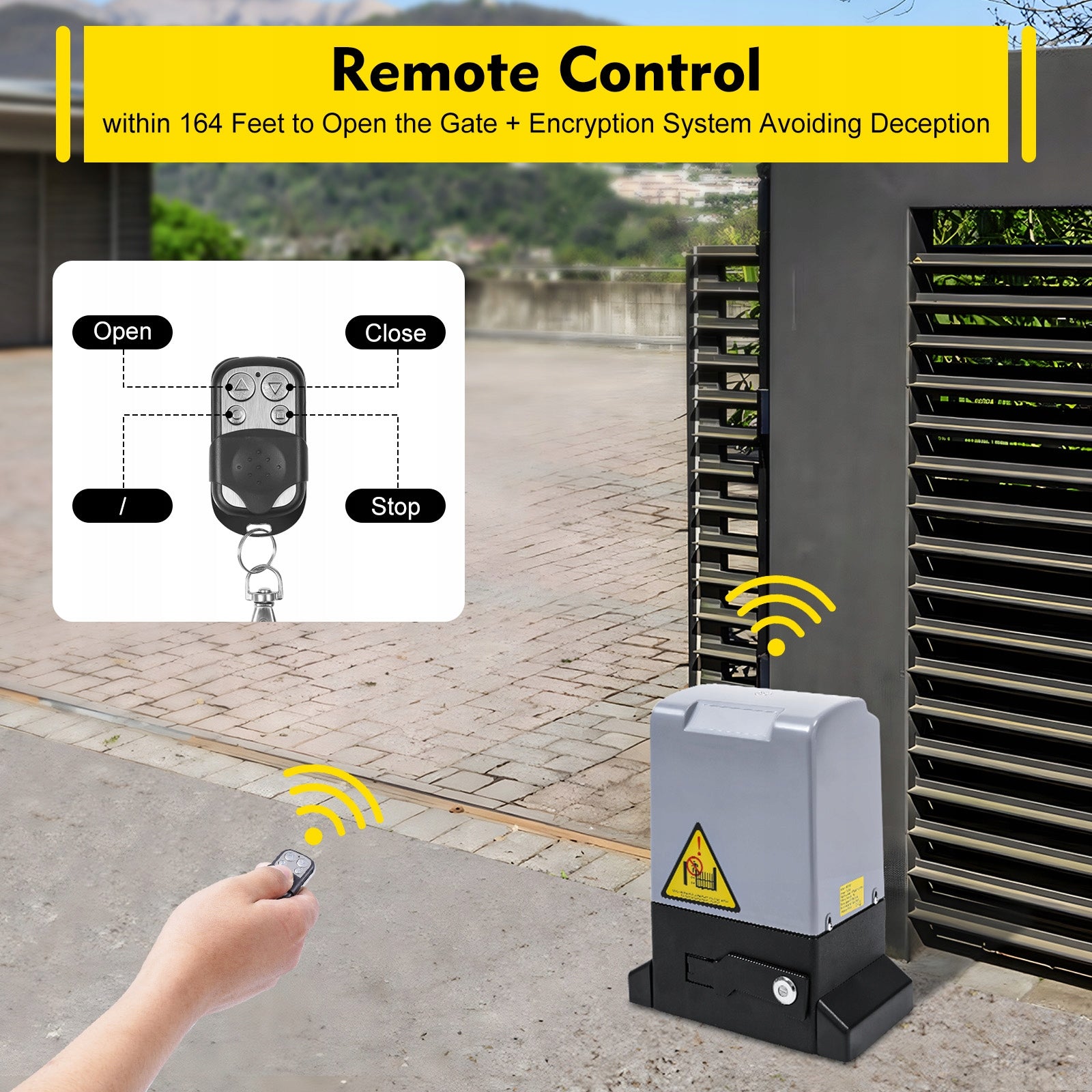 750W 220V REMOTE SLIDING GATE OPENER - 3527LBS MAX LOAD- Maximum wing length 15 m