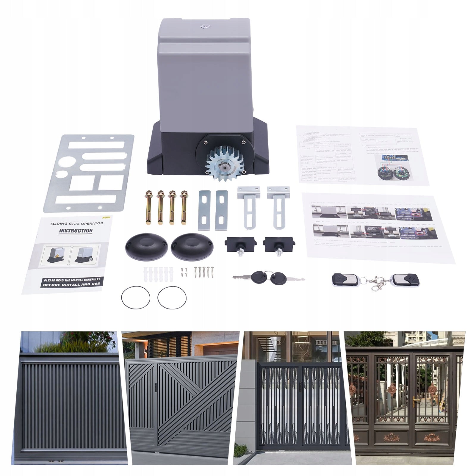 750W 220V REMOTE SLIDING GATE OPENER - 3527LBS MAX LOAD-