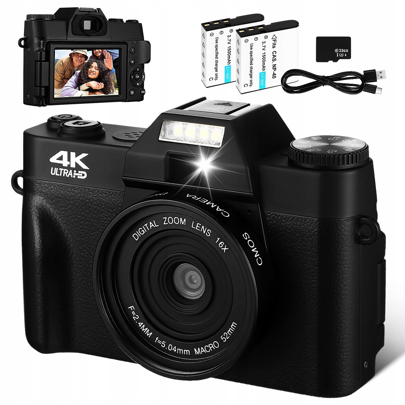 76MP DIGITAL CAMERA WITH 16X ZOOM AND 4K VIDEO FOR VLOGGERS WITH 32GB CARD Manufacturer code 4894981992586