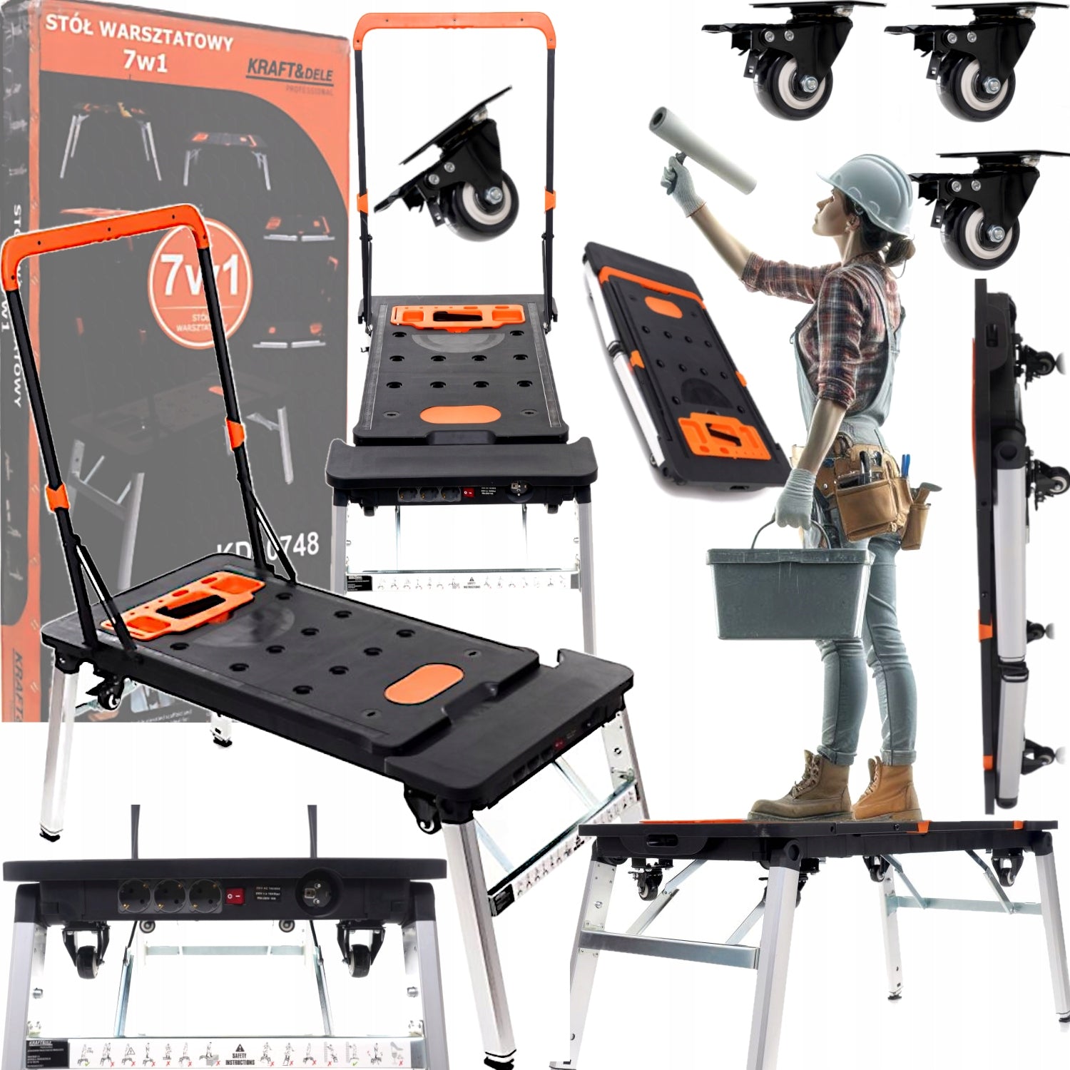 7IN1 FOLDING WORKBENCH TROLLEY PLATFORM MARE GOAT