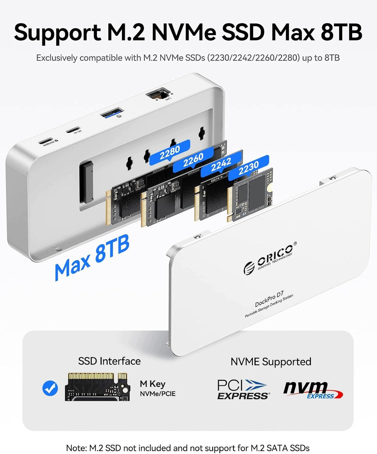 7IN1 USB-C DOCKING STATION WITH SSD M.2 8TB ETHERNET DRIVE Manufacturer code STACJA DOKUJĄCA USB-C M.2 NVMe SSD 8TB E