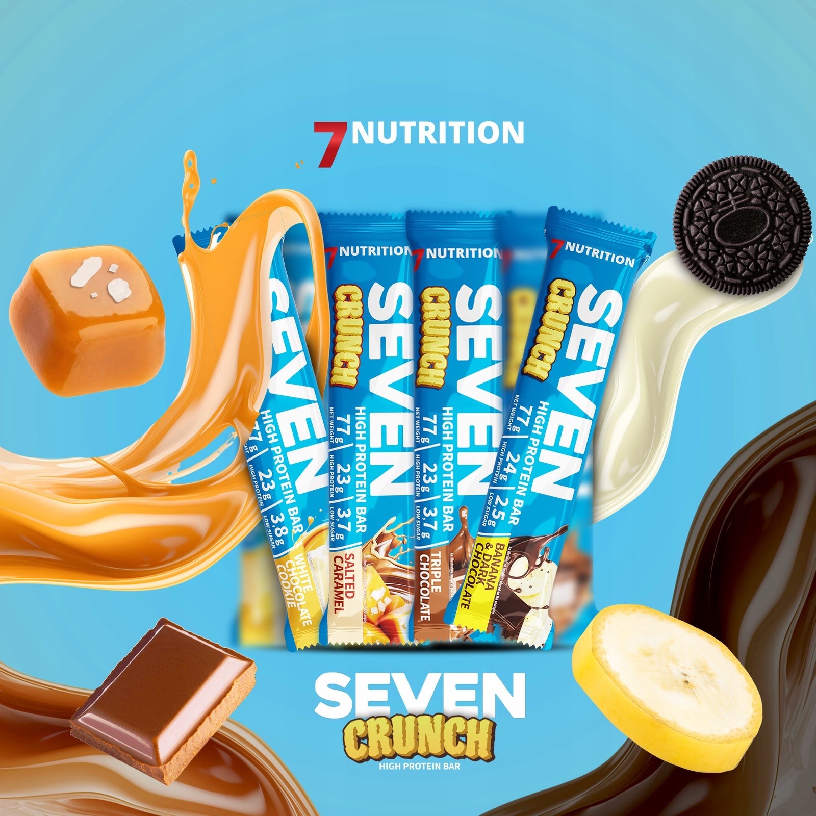 7NUTRITION SEVEN PROTEIN BAR 77G - PROTEIN SNACK FOR ACTIVE PEOPLE! Brand 7Nutrition