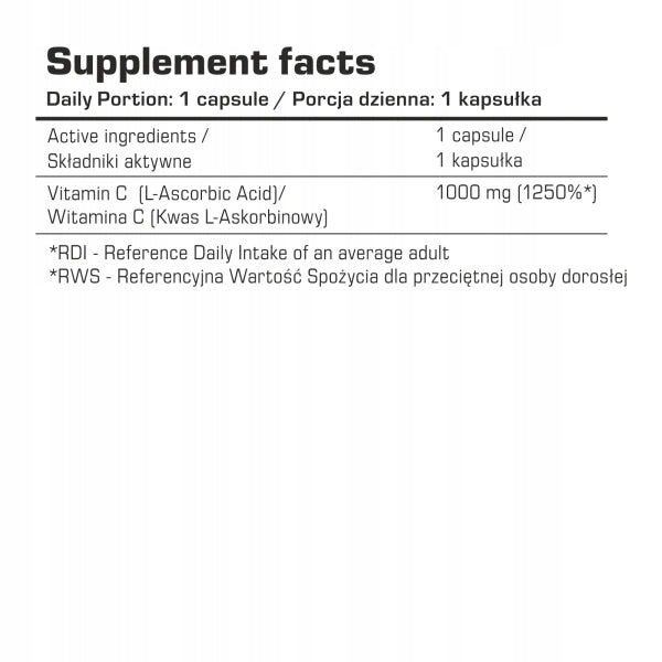 7NUTRITION VITAMIN C 1000 MG 90 VEGE CAPSULES EAN (GTIN) 5901597314530