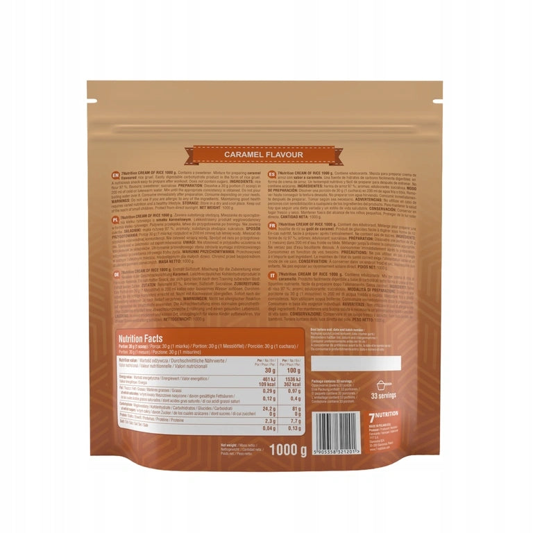 7Nutrition CREAM OF RICE Caramel Rice Stick Sugar & Gluten FREE 1kg Manufacturer code 5905358321201